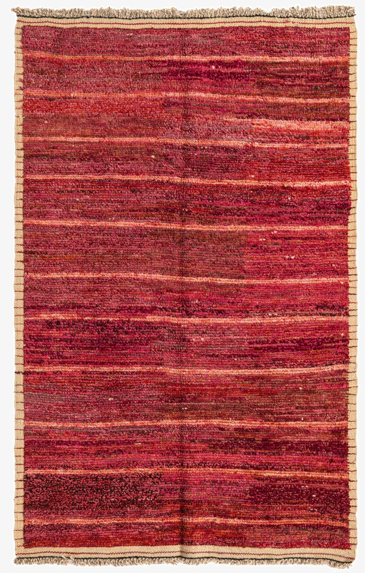  4' 1 x 6' 5  Hand Knotted Moroccan Wool Rug