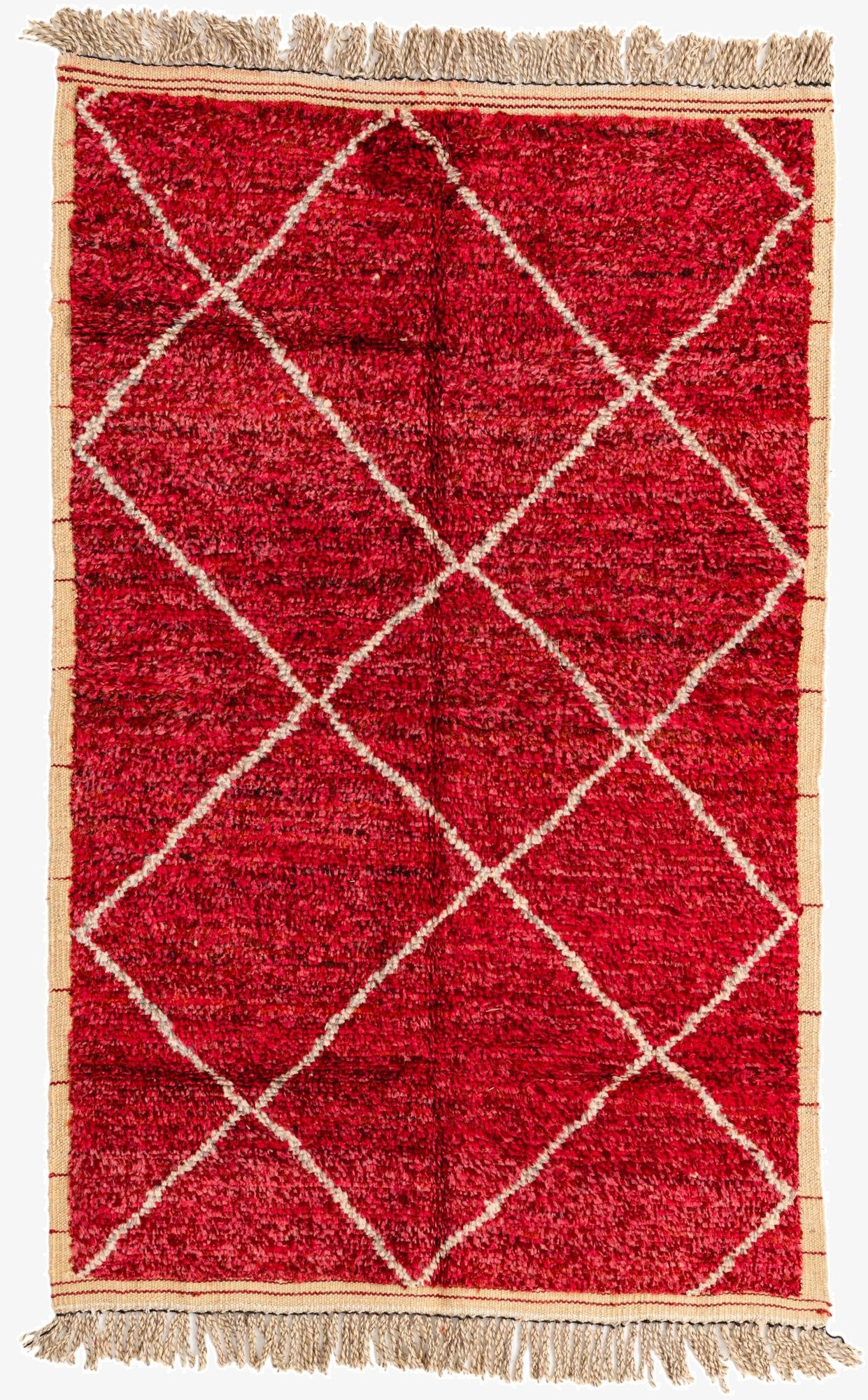  4' 1 x 6' 7  Hand Knotted Moroccan Wool Rug