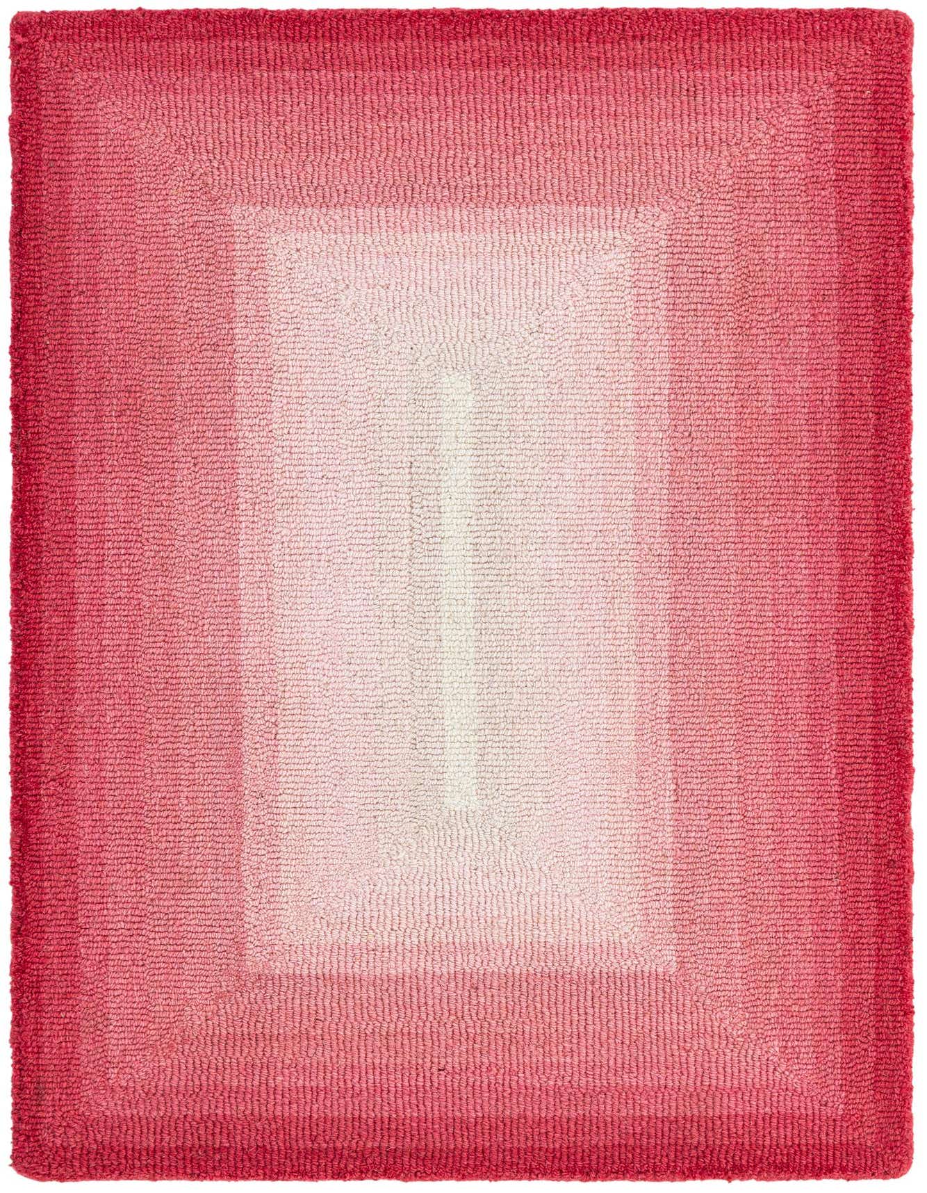 A 2x3 rectangular rug with a vibrant pink ombre design, transitioning from deep fuchsia edges to a pale pink center.