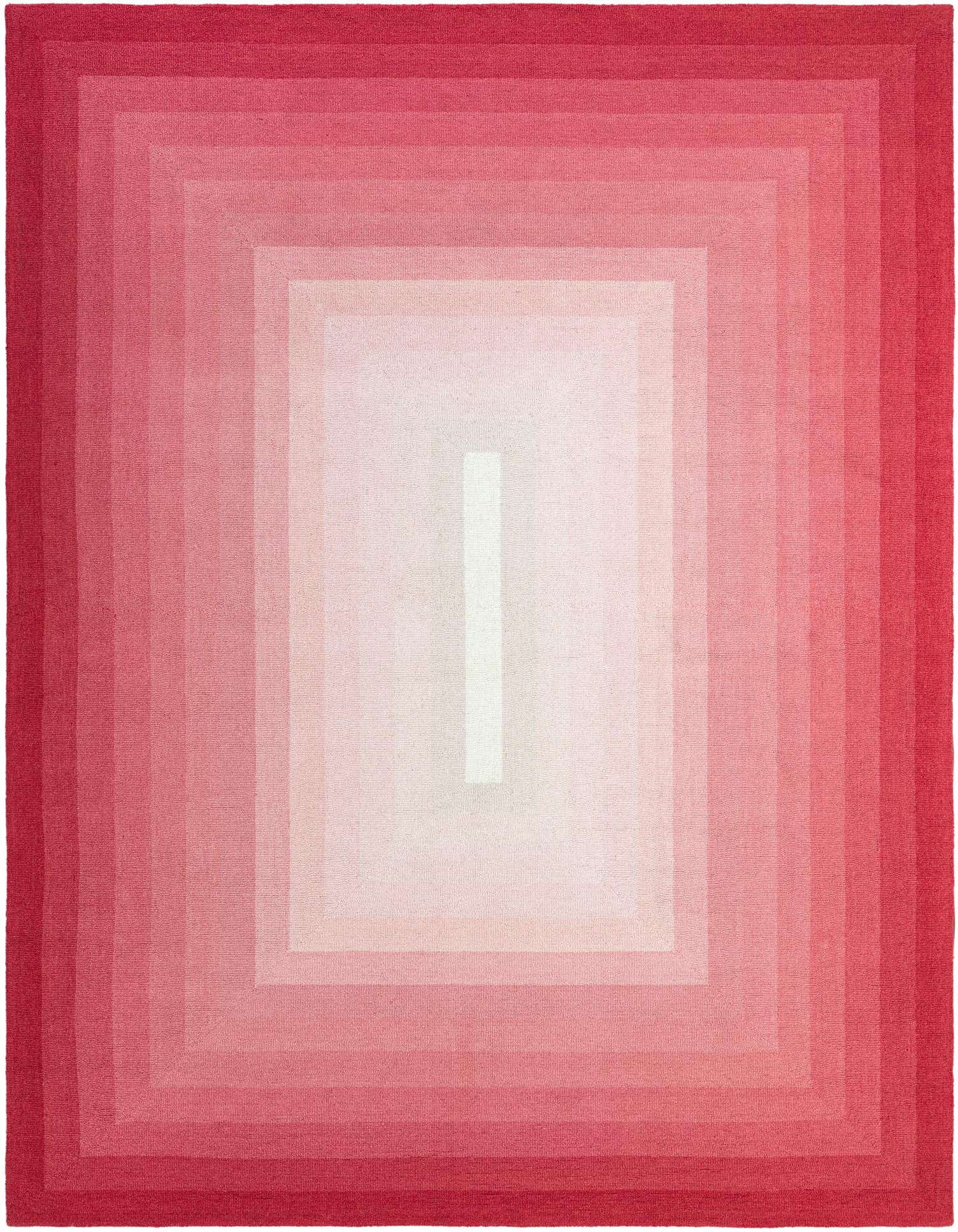 A 9x12 rectangular modern rug with a pink ombre pattern, transitioning from deep fuchsia at the edges to light blush pink in the center.