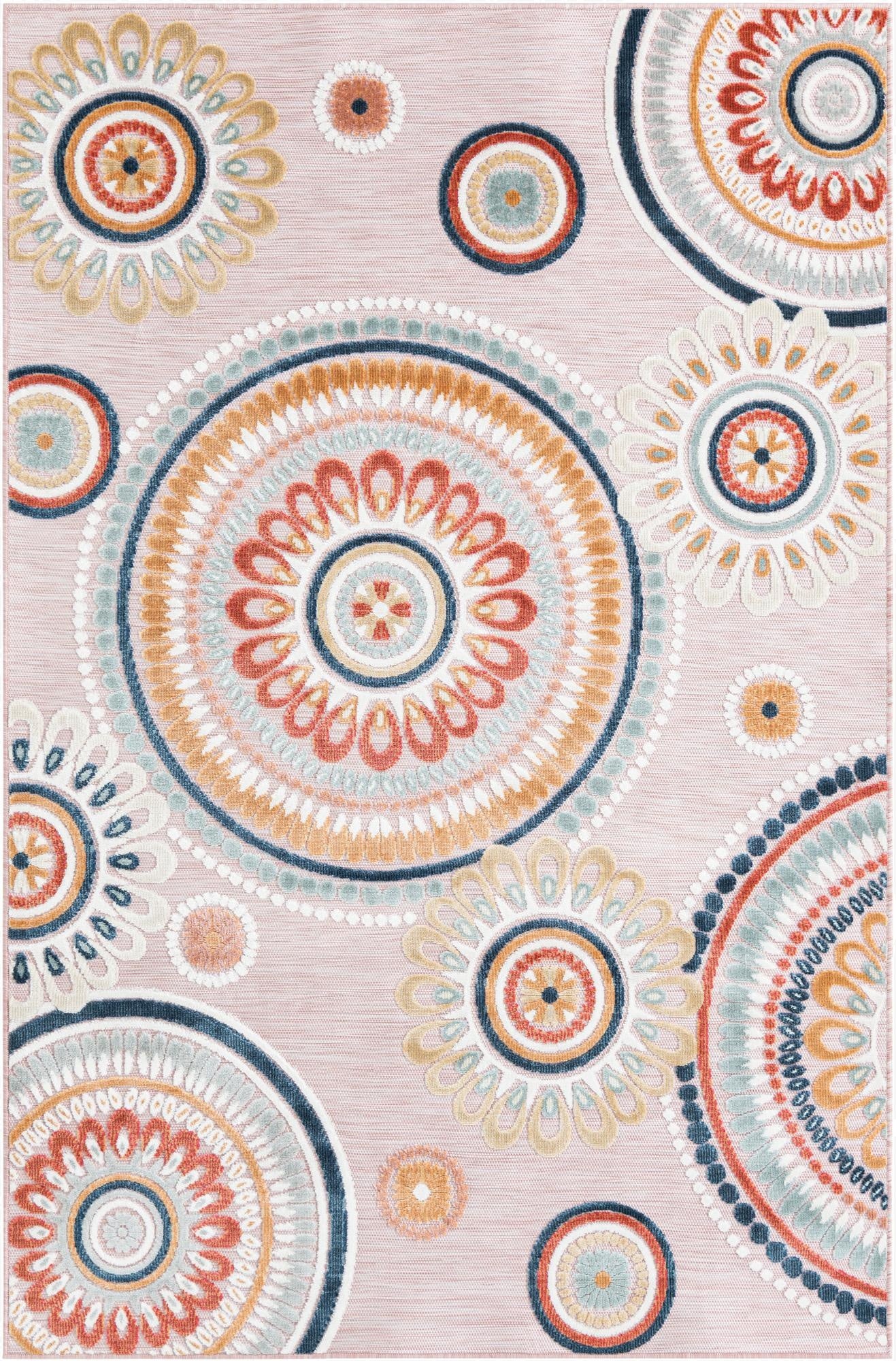  5' 2 x 8'  Washable Botanical Indoor / Outdoor Rug