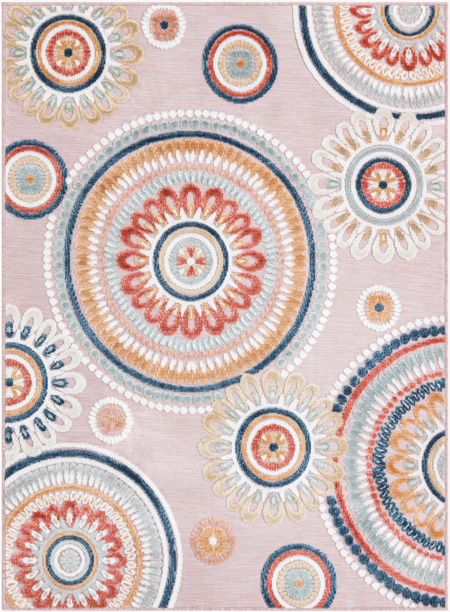  4' 5 x 6'  Washable Botanical Indoor / Outdoor Rug