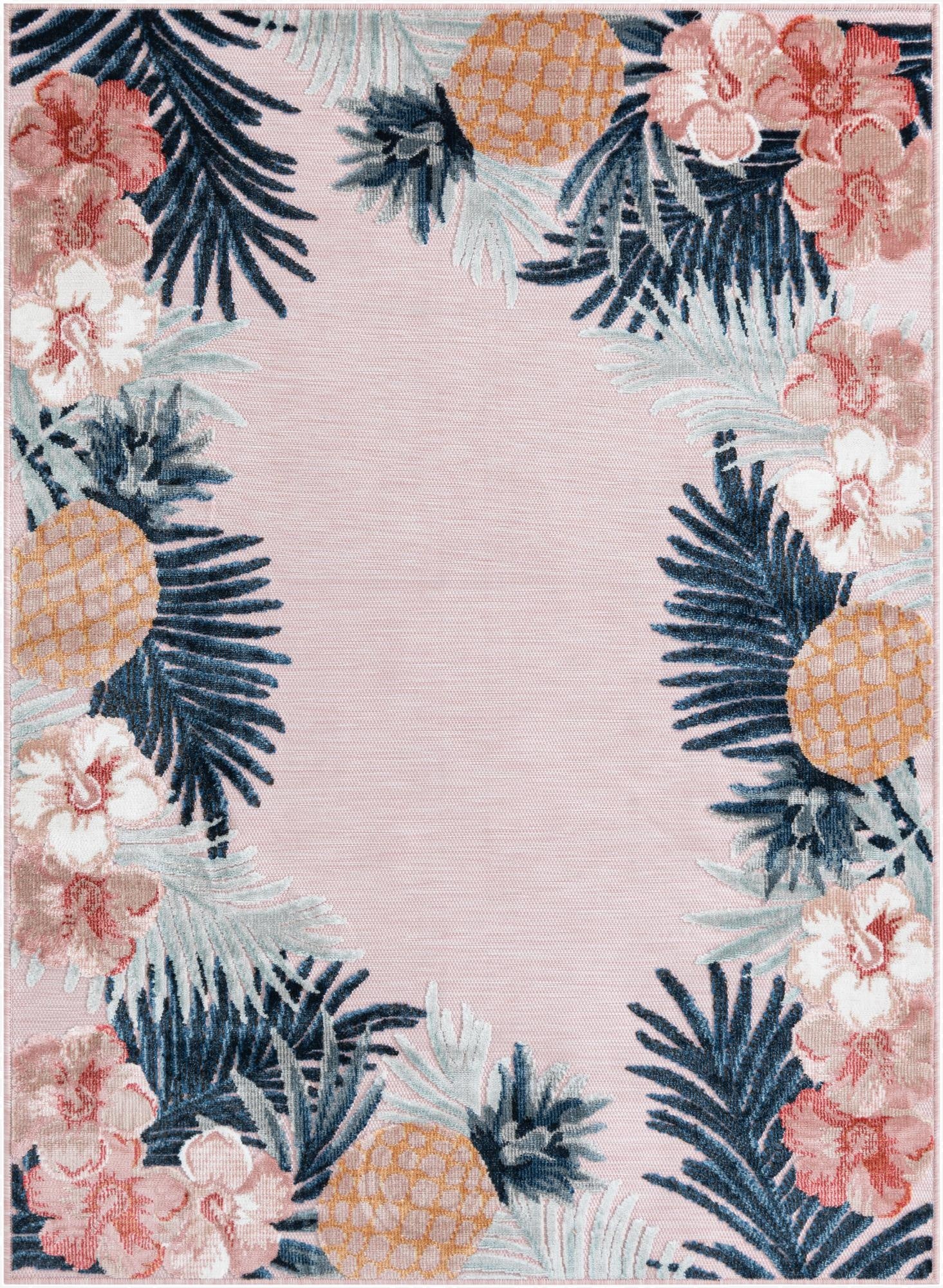  4' 5 x 6'  Washable Botanical Indoor / Outdoor Rug