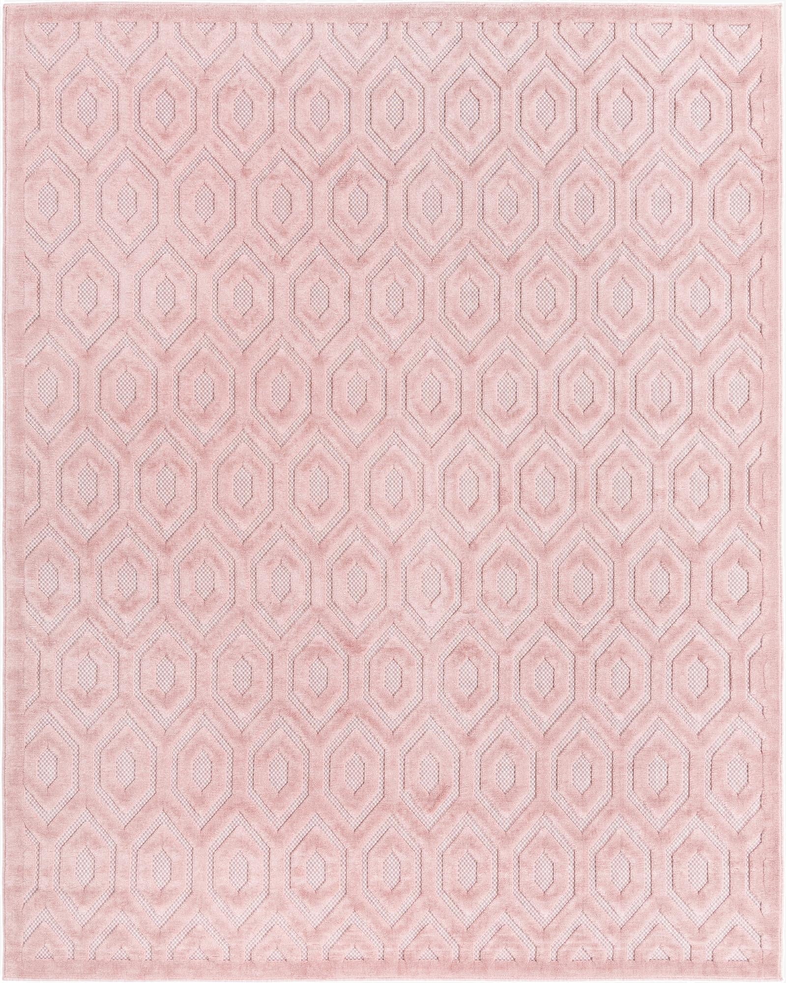  7' 10 x 10'  Washable Trellis Textured Indoor / Outdoor Rug
