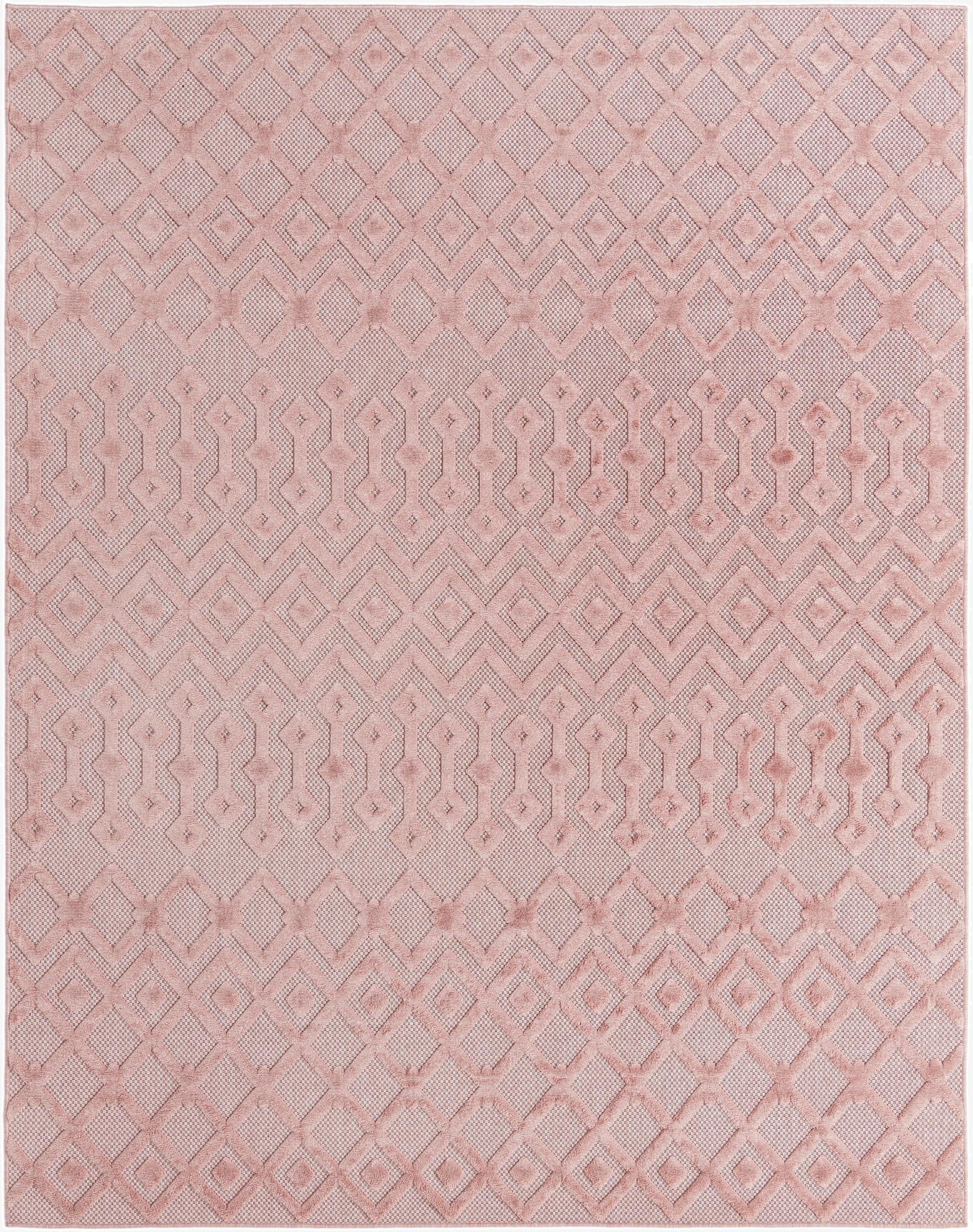  7' 10 x 10'  Washable Trellis Textured Indoor / Outdoor Rug