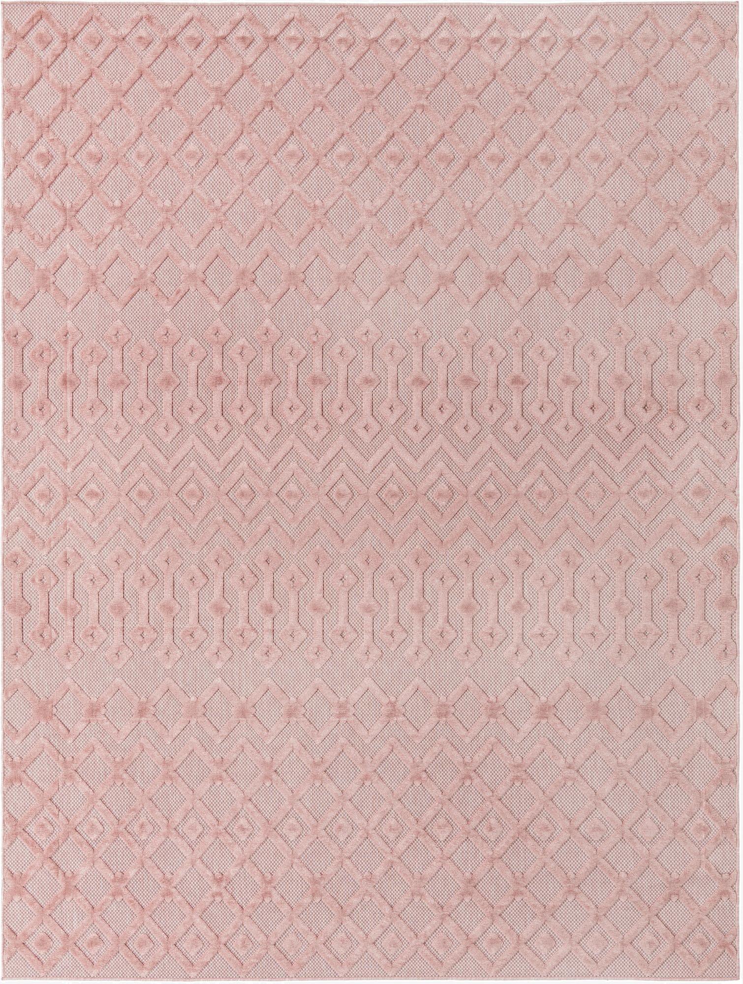  9' x 12'  Washable Trellis Textured Indoor / Outdoor Rug