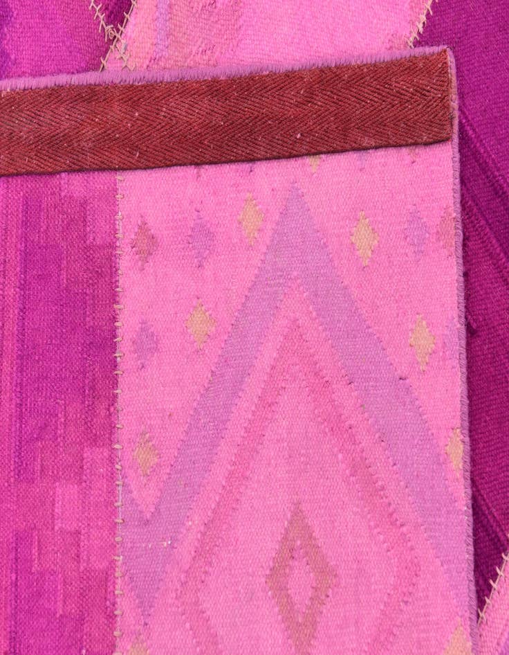 Detail image of  7' 3 x 10'  Hand Woven Patchwork Wool Rug