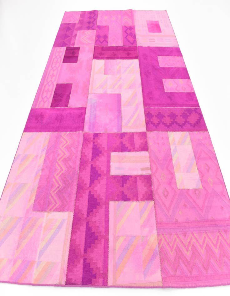 Detail image of  7' 3 x 10'  Hand Woven Patchwork Wool Rug