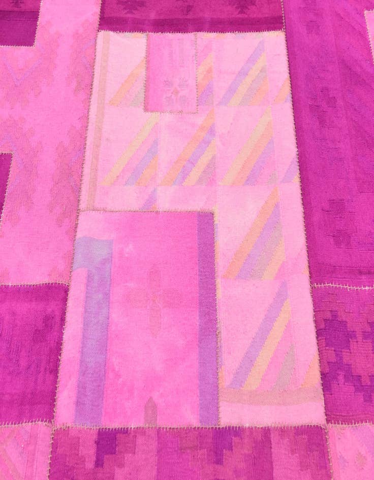 Detail image of  7' 3 x 10'  Hand Woven Patchwork Wool Rug