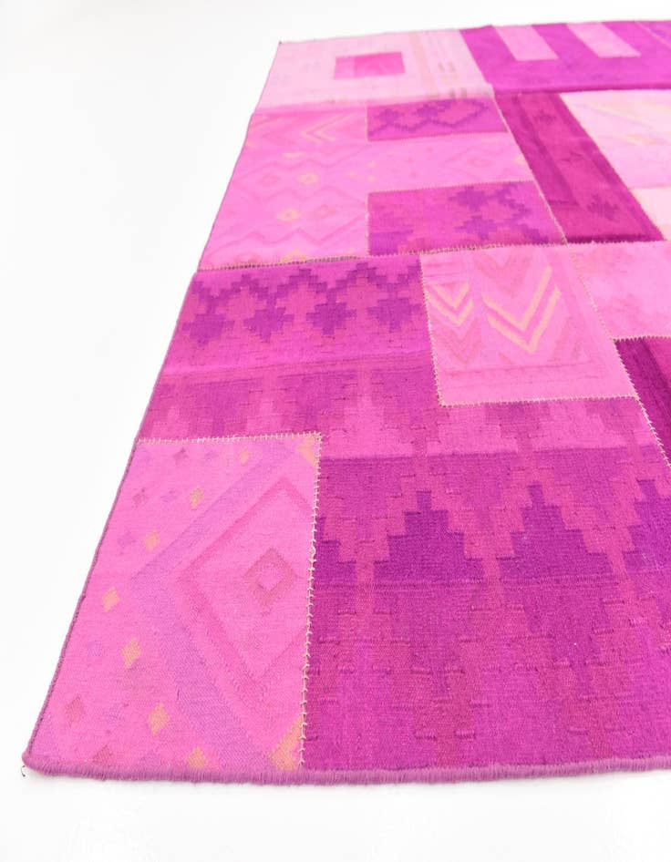 Detail image of  7' 3 x 10'  Hand Woven Patchwork Wool Rug