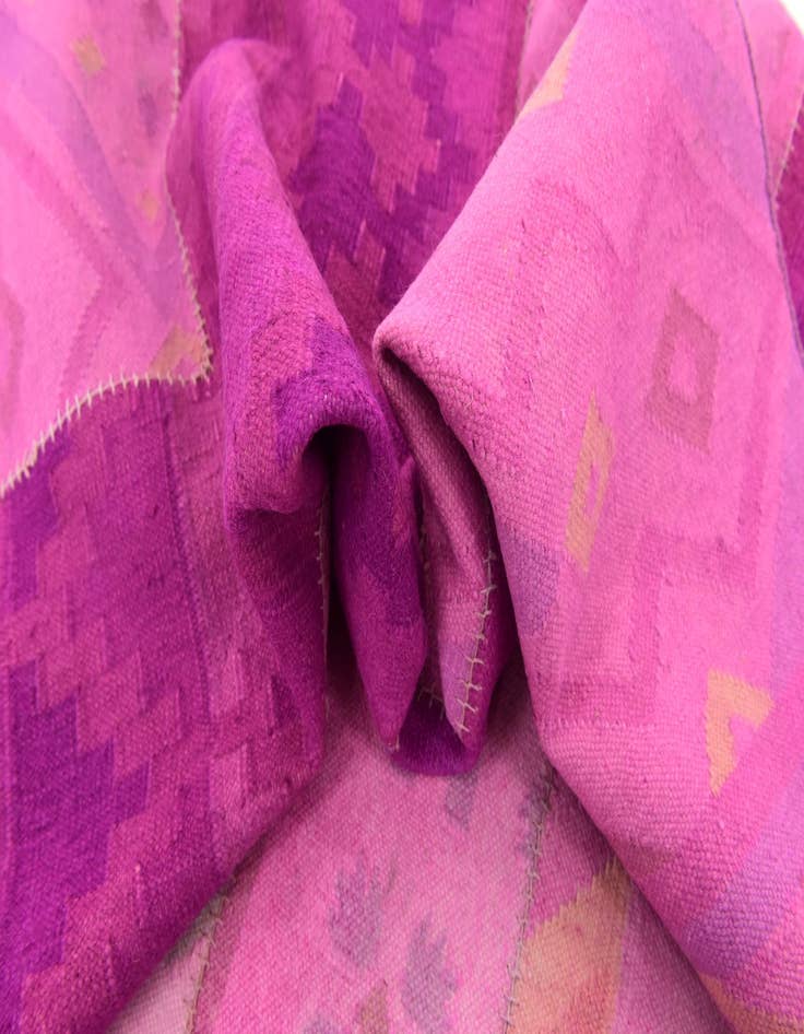 Detail image of  7' 3 x 10'  Hand Woven Patchwork Wool Rug