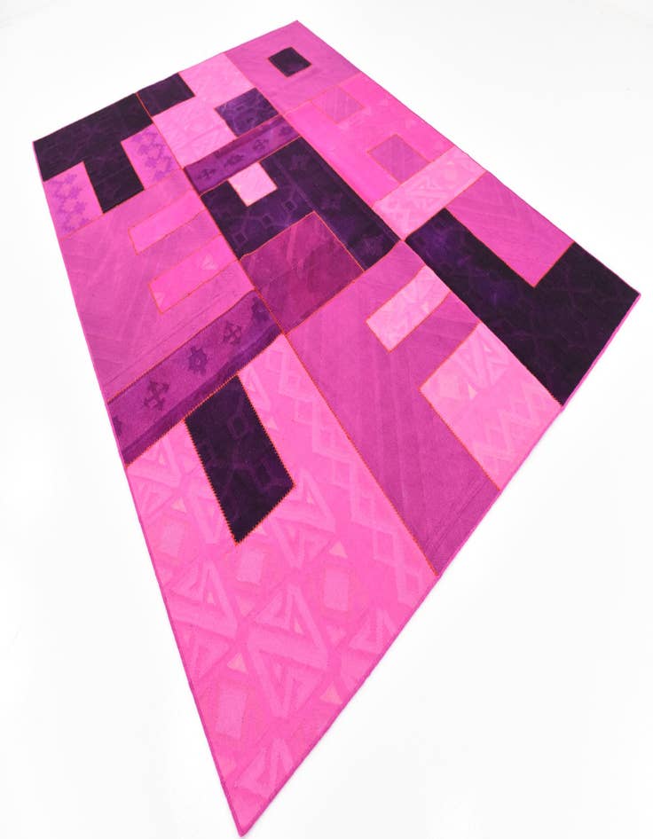 Detail image of  7' 2 x 9' 10  Hand Woven Patchwork Wool Rug