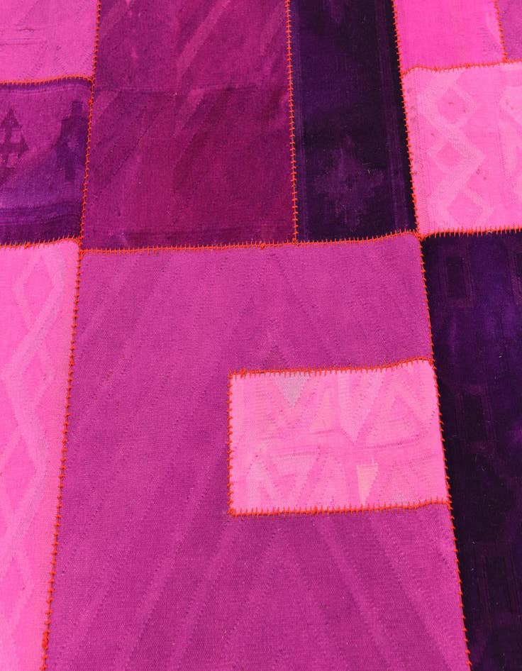 Detail image of  7' 2 x 9' 10  Hand Woven Patchwork Wool Rug