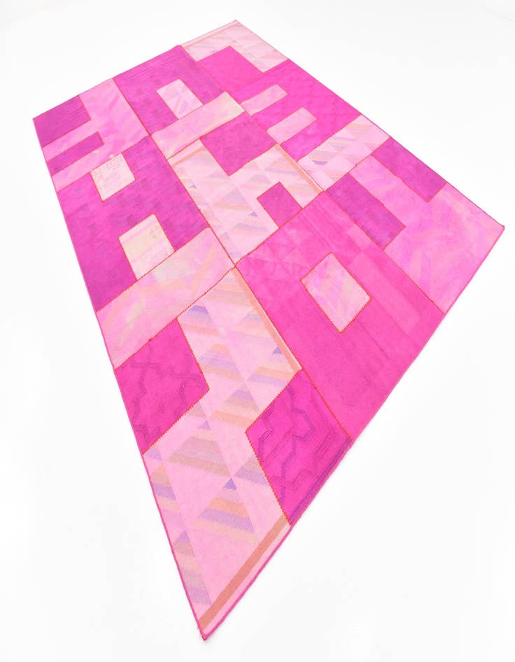 Detail image of  7' 3 x 10'  Hand Woven Patchwork Wool Rug