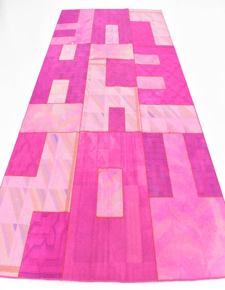 Detail image of  7' 3 x 10'  Hand Woven Patchwork Wool Rug