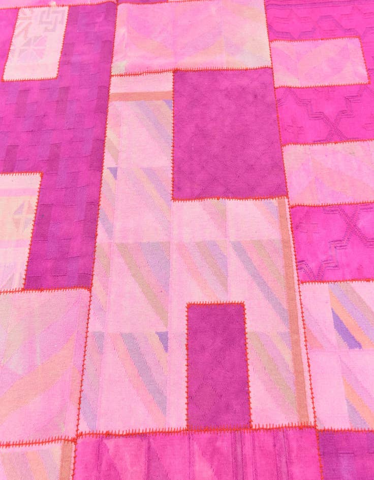 Detail image of  7' 3 x 10'  Hand Woven Patchwork Wool Rug