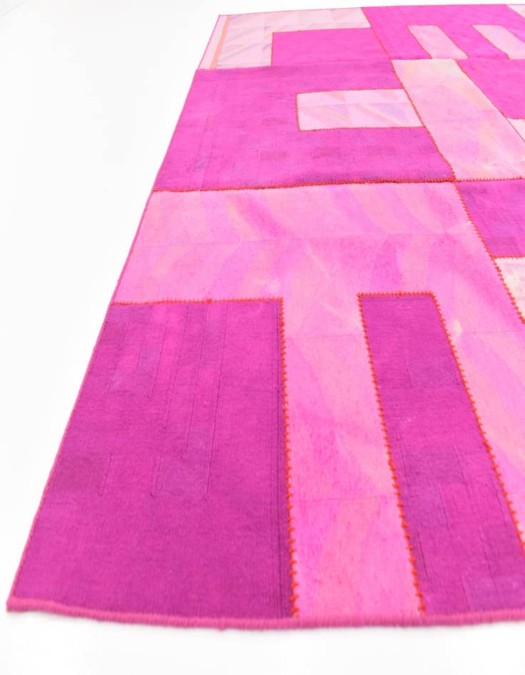 Detail image of  7' 3 x 10'  Hand Woven Patchwork Wool Rug