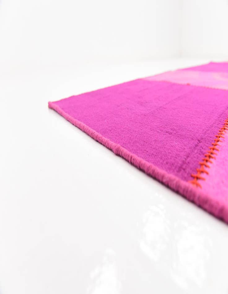 Detail image of  7' 3 x 10'  Hand Woven Patchwork Wool Rug