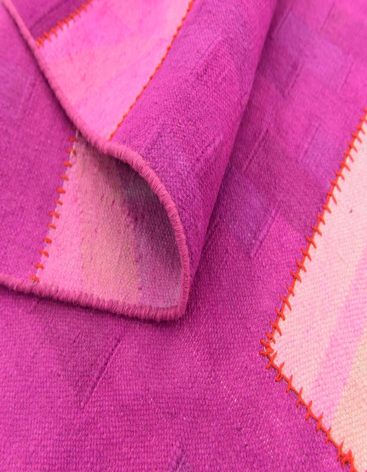 Detail image of  7' 3 x 10'  Hand Woven Patchwork Wool Rug