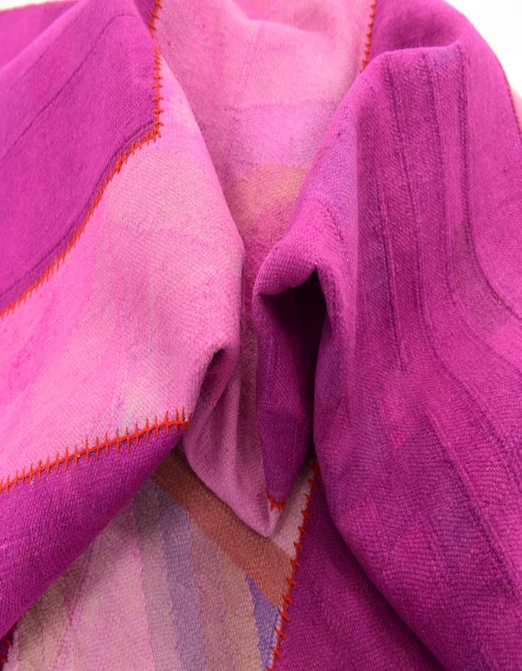 Detail image of  7' 3 x 10'  Hand Woven Patchwork Wool Rug