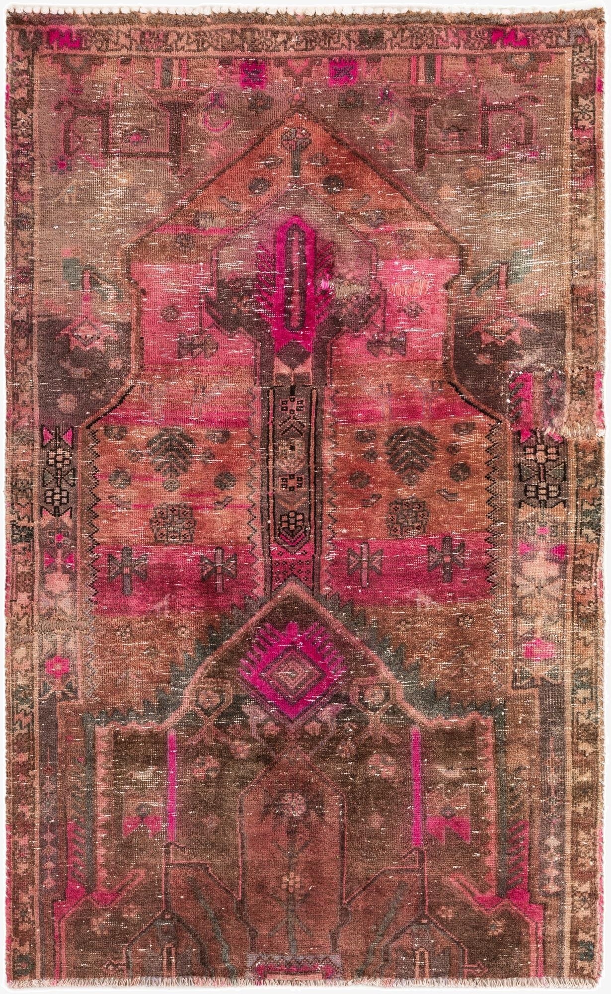  3' 3 x 5' 2  Hand Knotted Ultra Vintage Persian Wool Rug