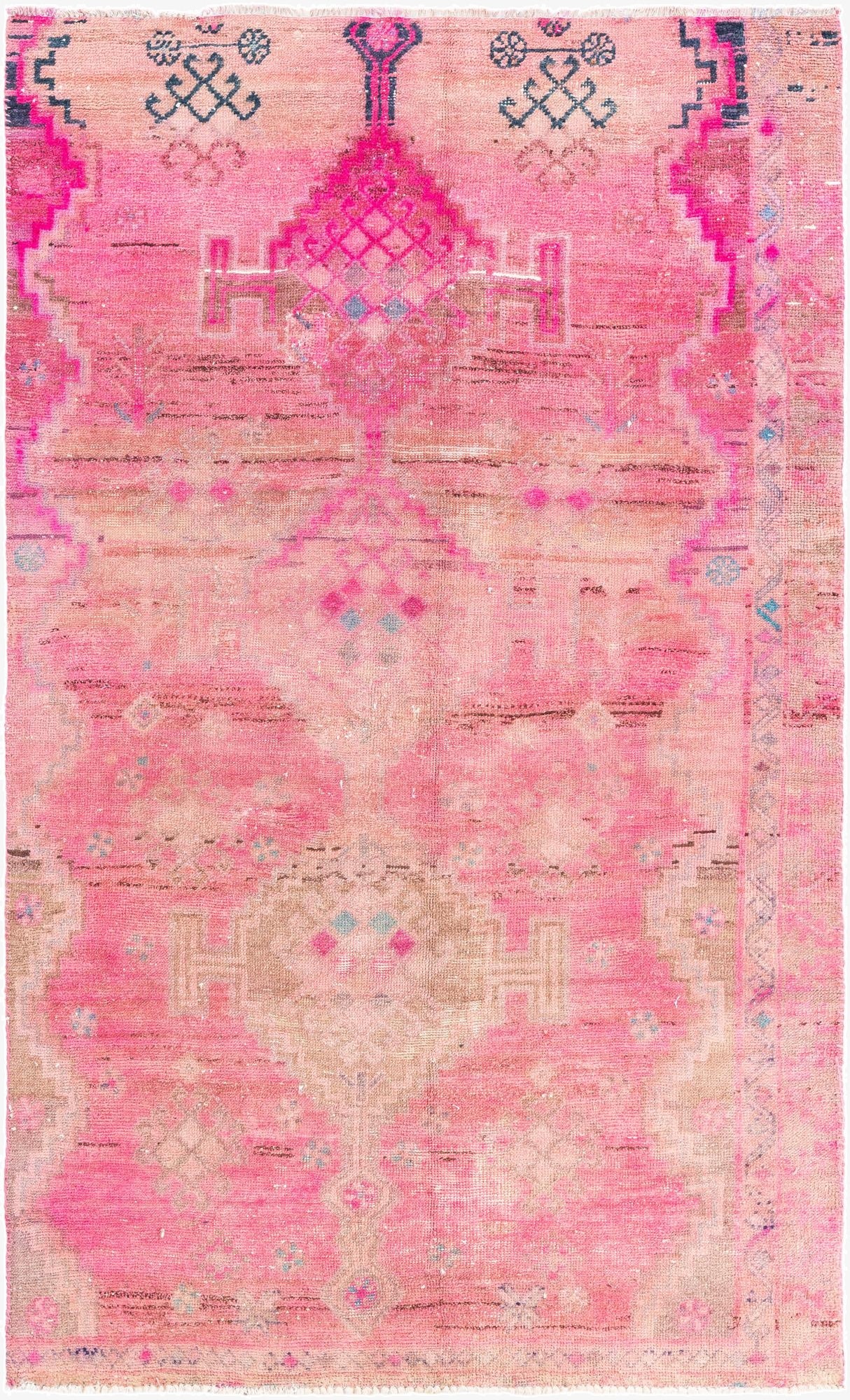  4' 6 x 7' 3  Hand Knotted Ultra Vintage Persian Wool Rug