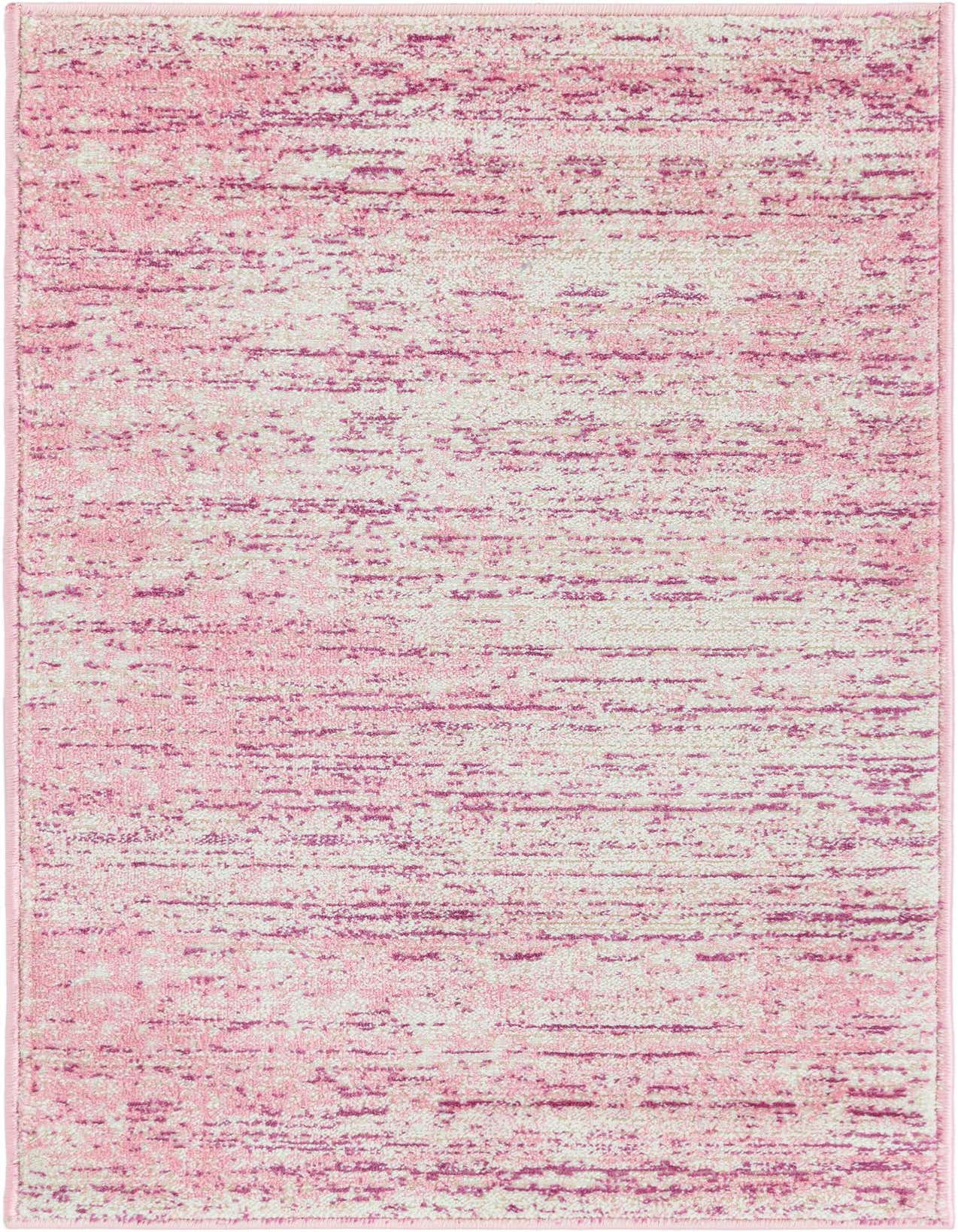 A 2x3 rectangular indoor area rug featuring a modern, textured pattern in various shades of pink.