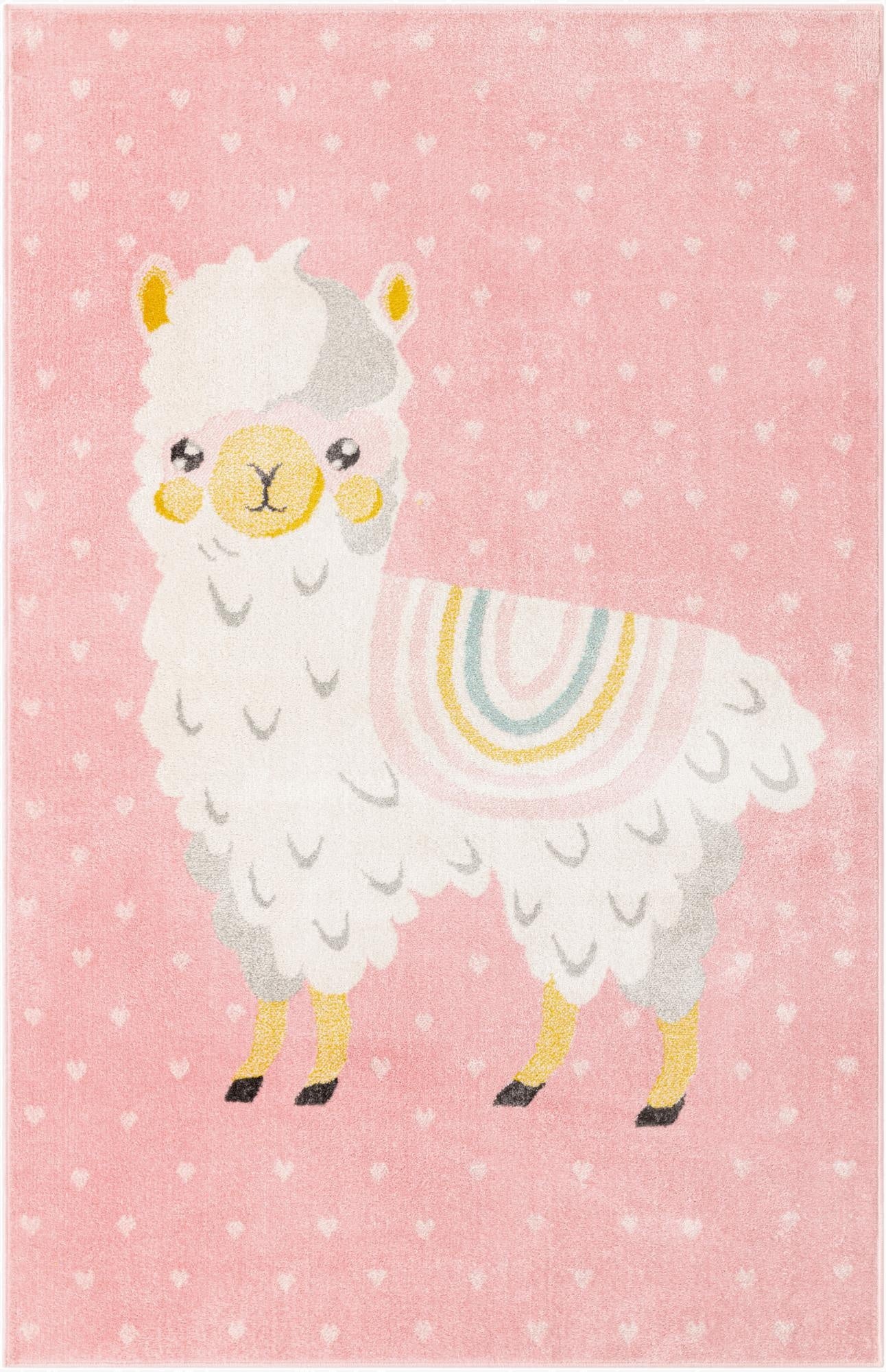  5' 3 x 8' Llama Whimsy Kids Rug