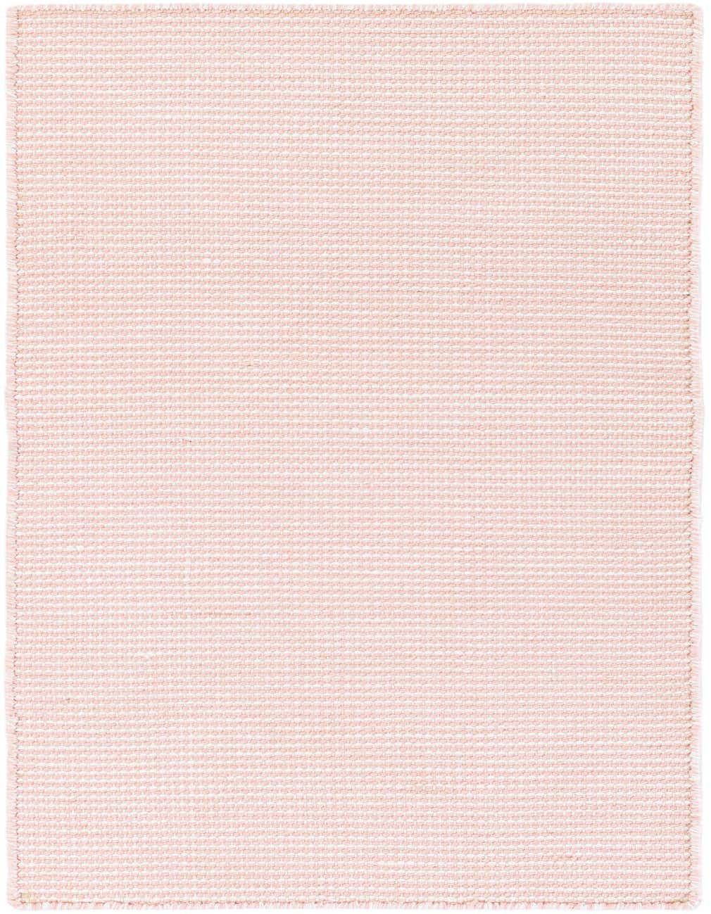 A 4 ft runner rug in a soft pink roses color with a textured flatweave pattern, suitable for a hallway or patio.