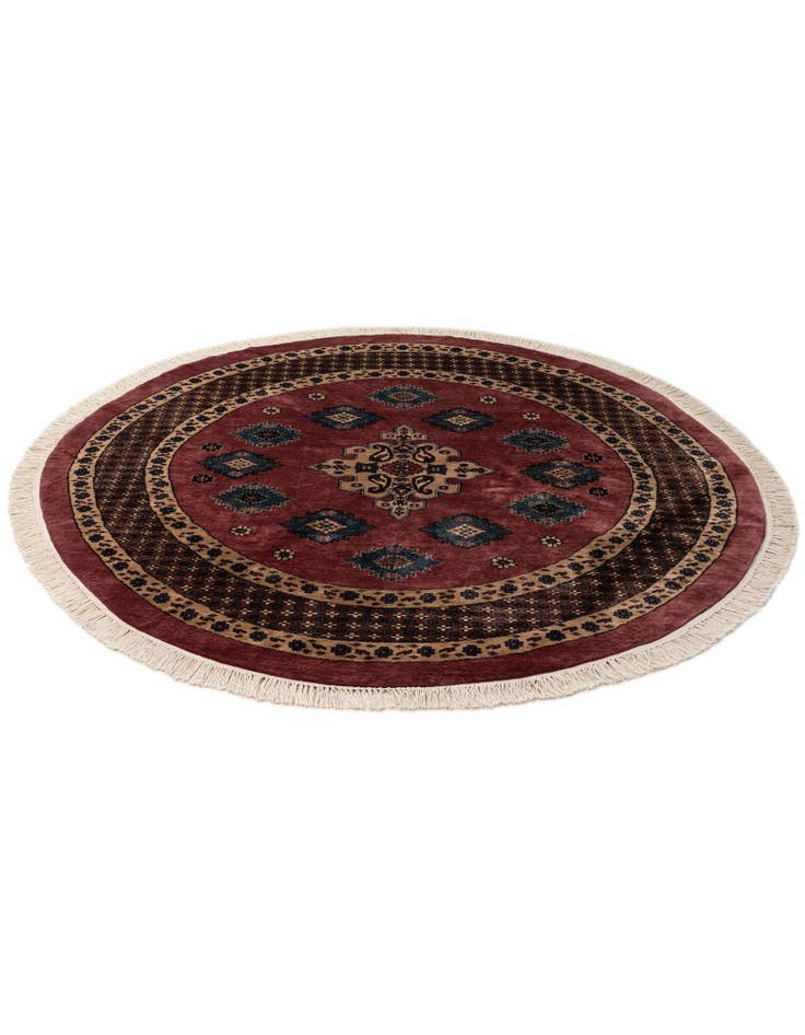 Detail image of  5' 11 x 6'  Hand Knotted Bokhara Oriental Wool Round Rug