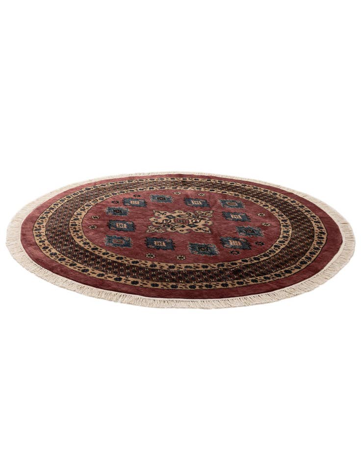 Detail image of  5' 11 x 6'  Hand Knotted Bokhara Oriental Wool Round Rug