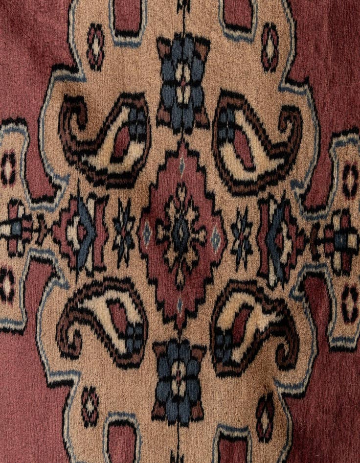 Detail image of  5' 11 x 6'  Hand Knotted Bokhara Oriental Wool Round Rug