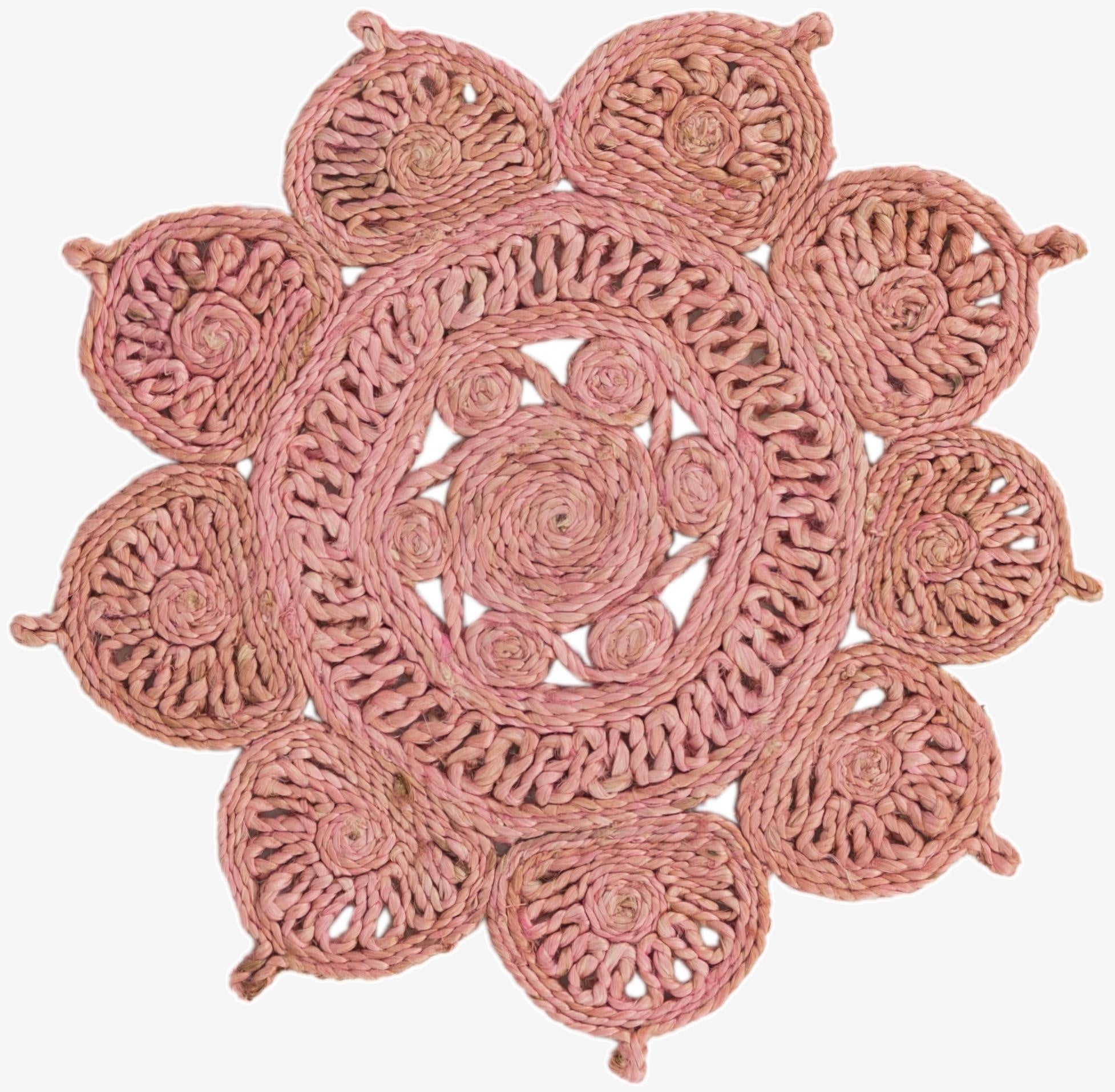  2' x 2'  Hand Braided Jute Round Rug