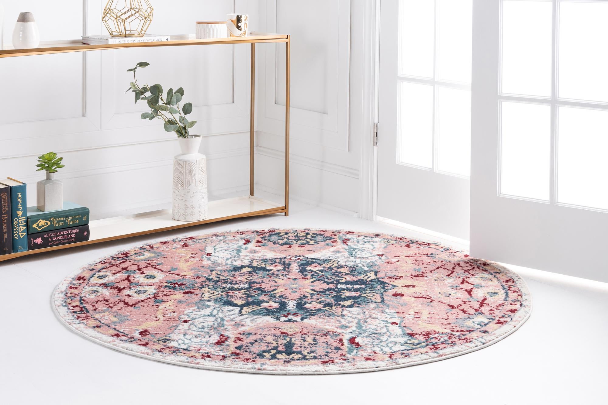 Pink 5' x 5' Charleston Round Rug | Rugs.com