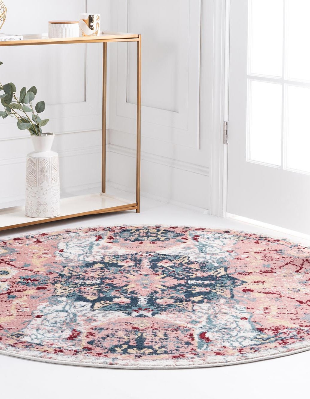 Pink 5' x 5' Charleston Round Rug | Rugs.com