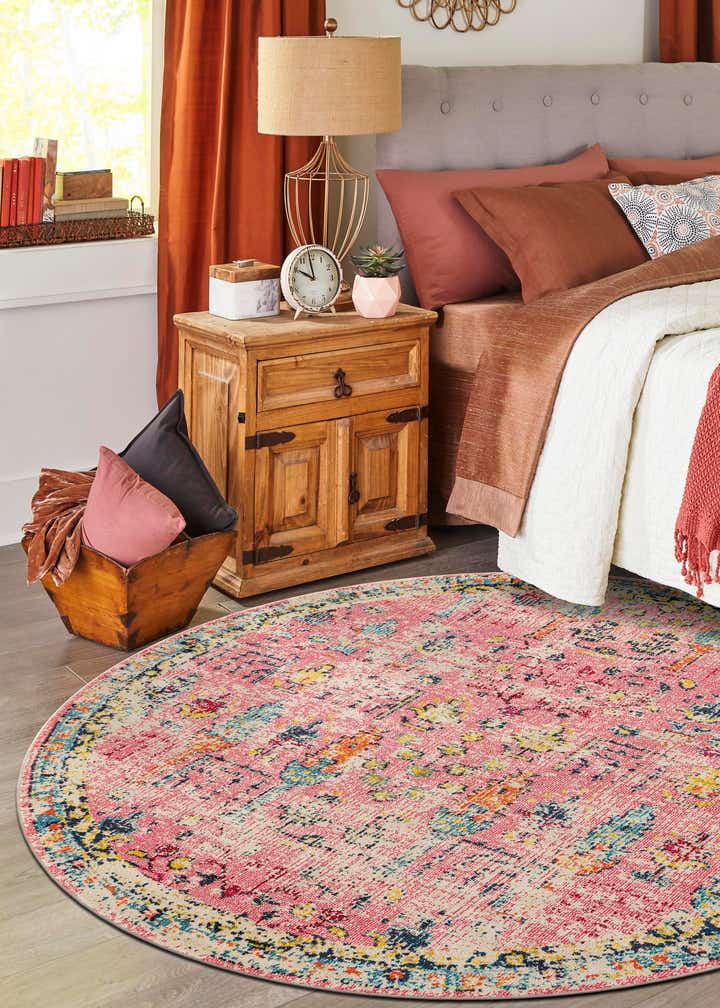 Pink 5' 3 x 5' 3 El Paso Round Rug | Rugs.com