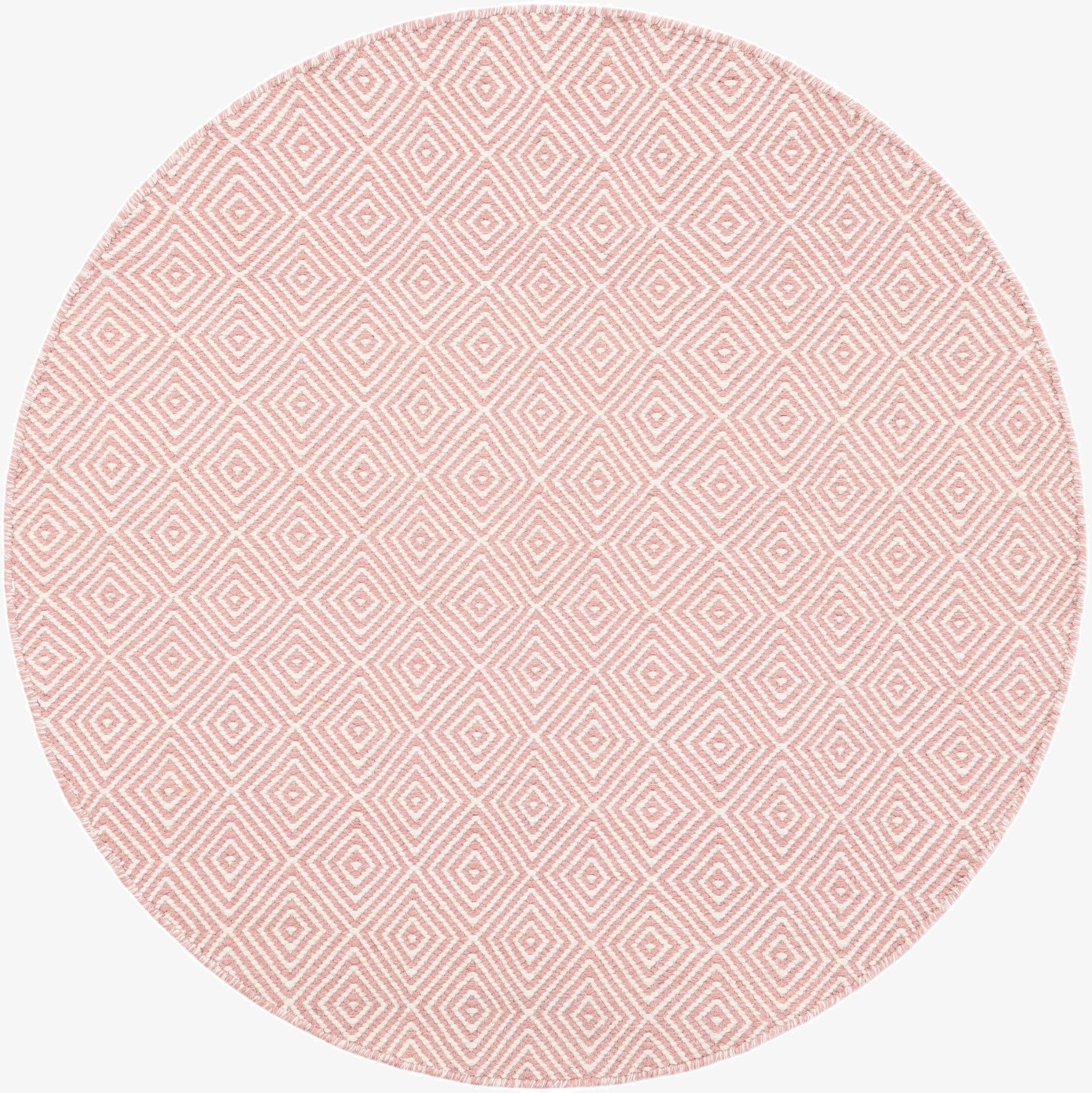  4' 1 x 4' 1  Hand Woven Geo Trellis Flatweave Round Rug