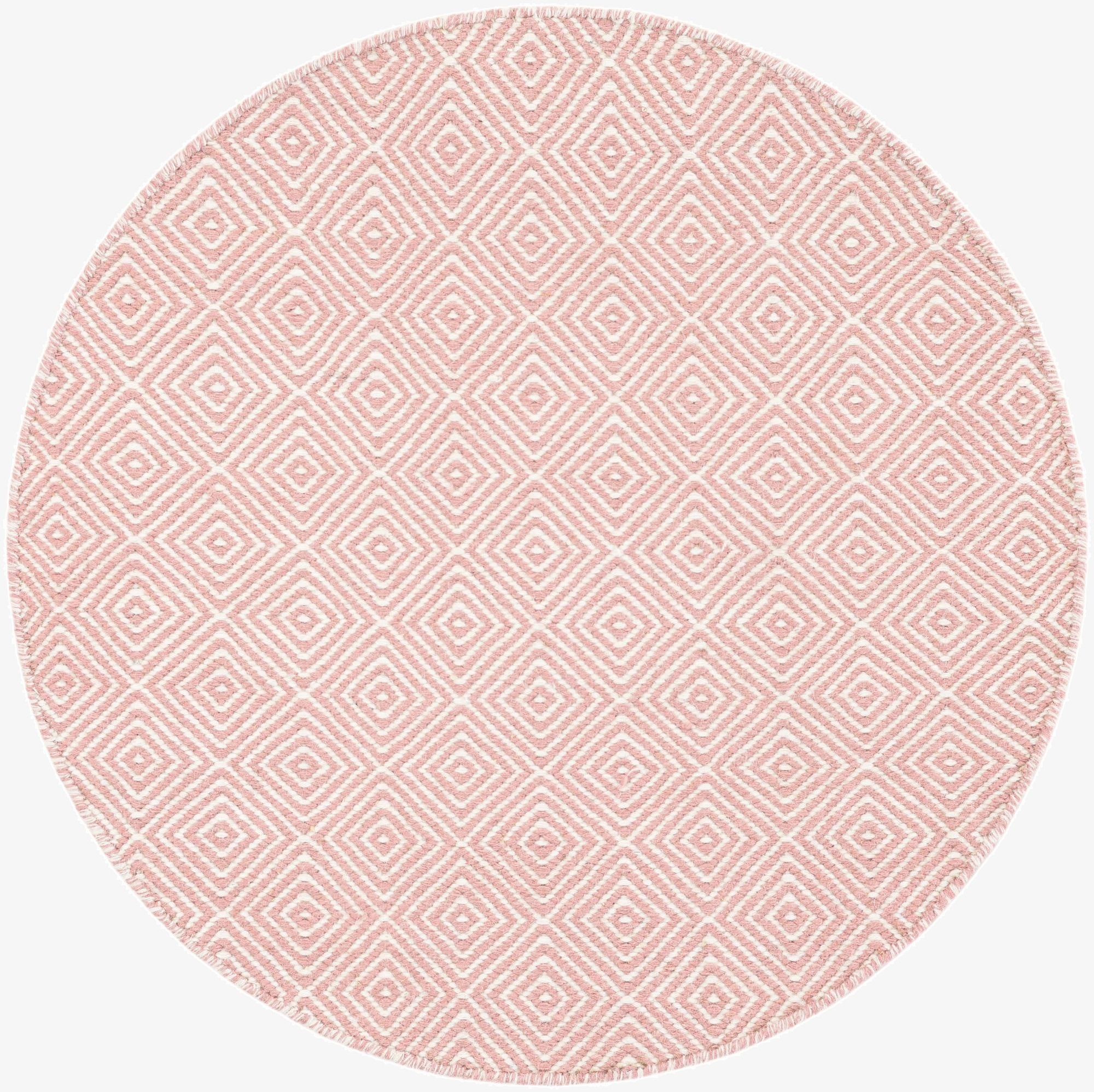  3' 1 x 3' 1  Hand Woven Geo Trellis Flatweave Round Rug