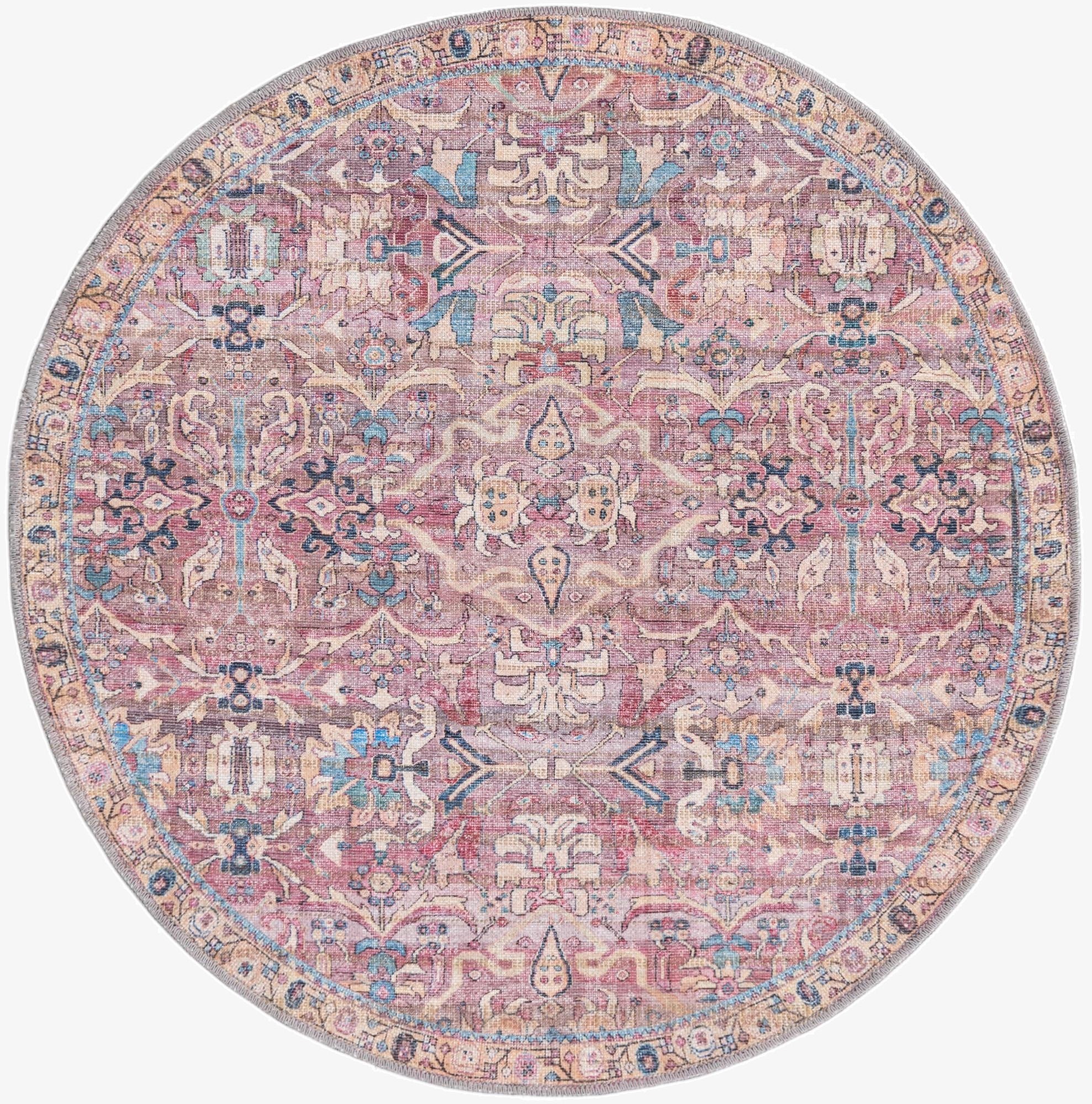  4' x 4'  Washable Nostalgia Round Rug
