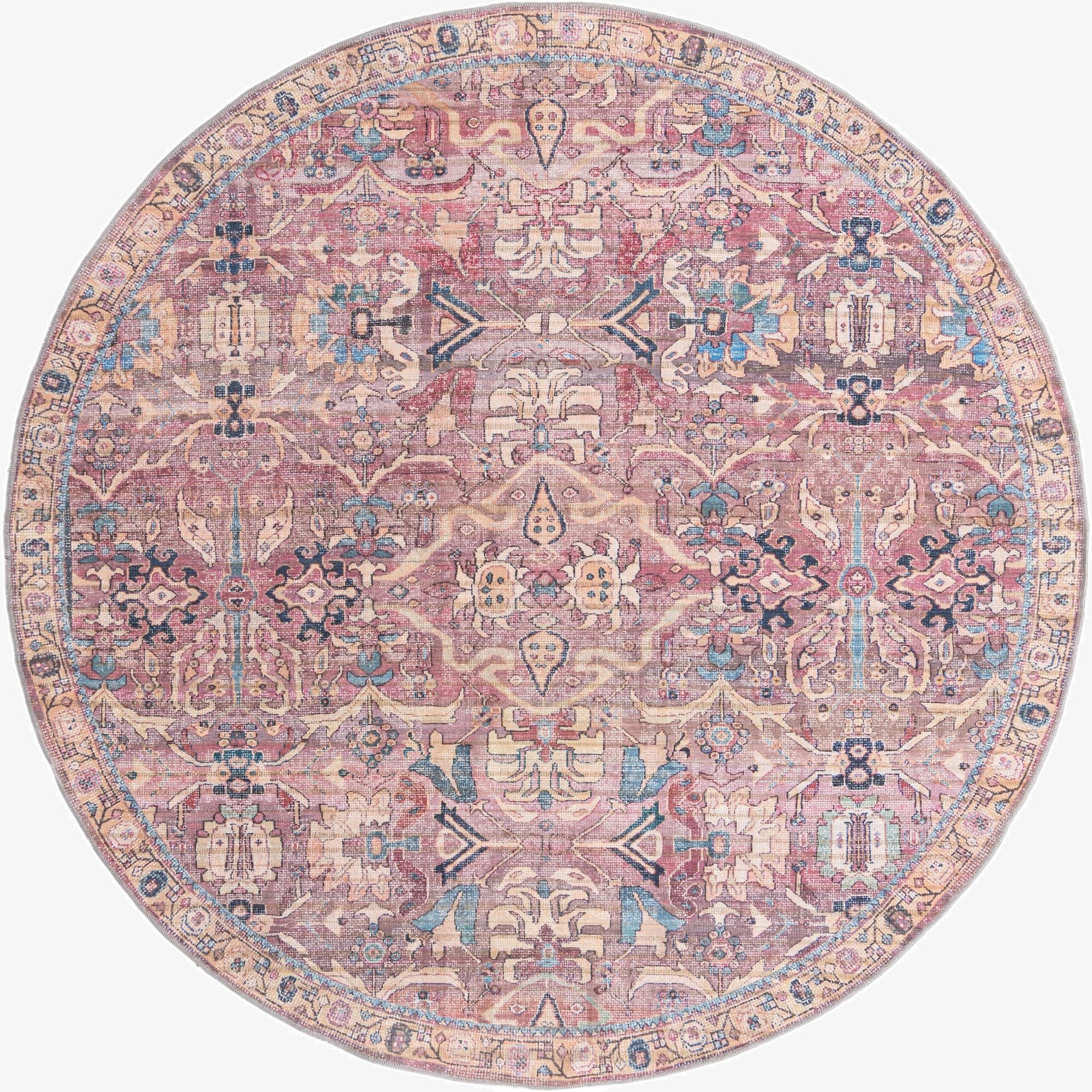  7' 10 x 7' 10  Washable Nostalgia Round Rug