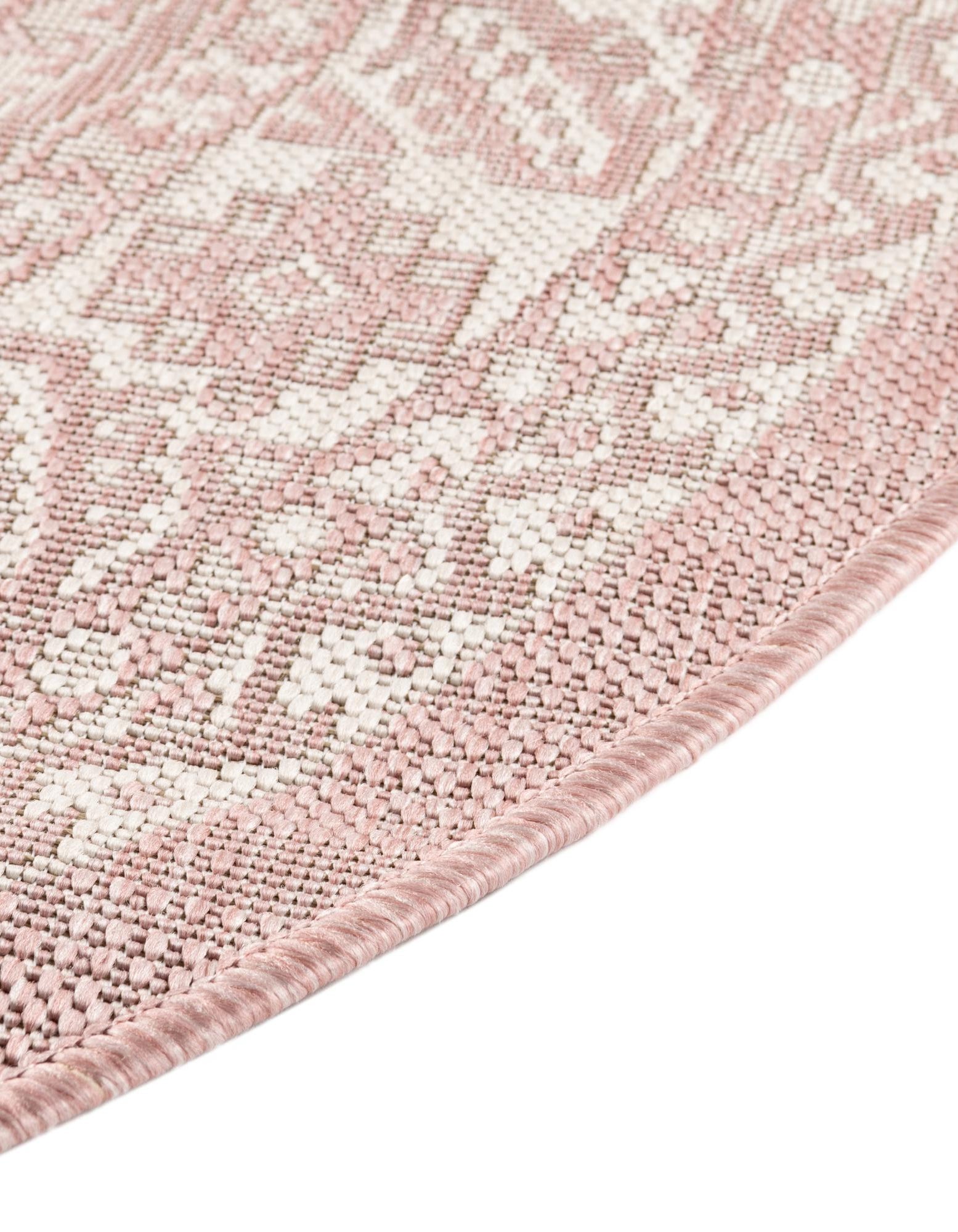 Pink 7' 10 x 7' 10 Aztec Indoor / Outdoor Round Rug | Rugs.com