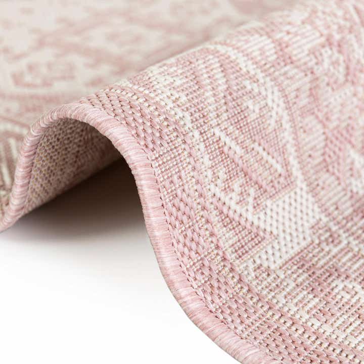 Pink 7' 10 x 7' 10 Washable Aztec Indoor / Outdoor Round Rug | Rugs.com