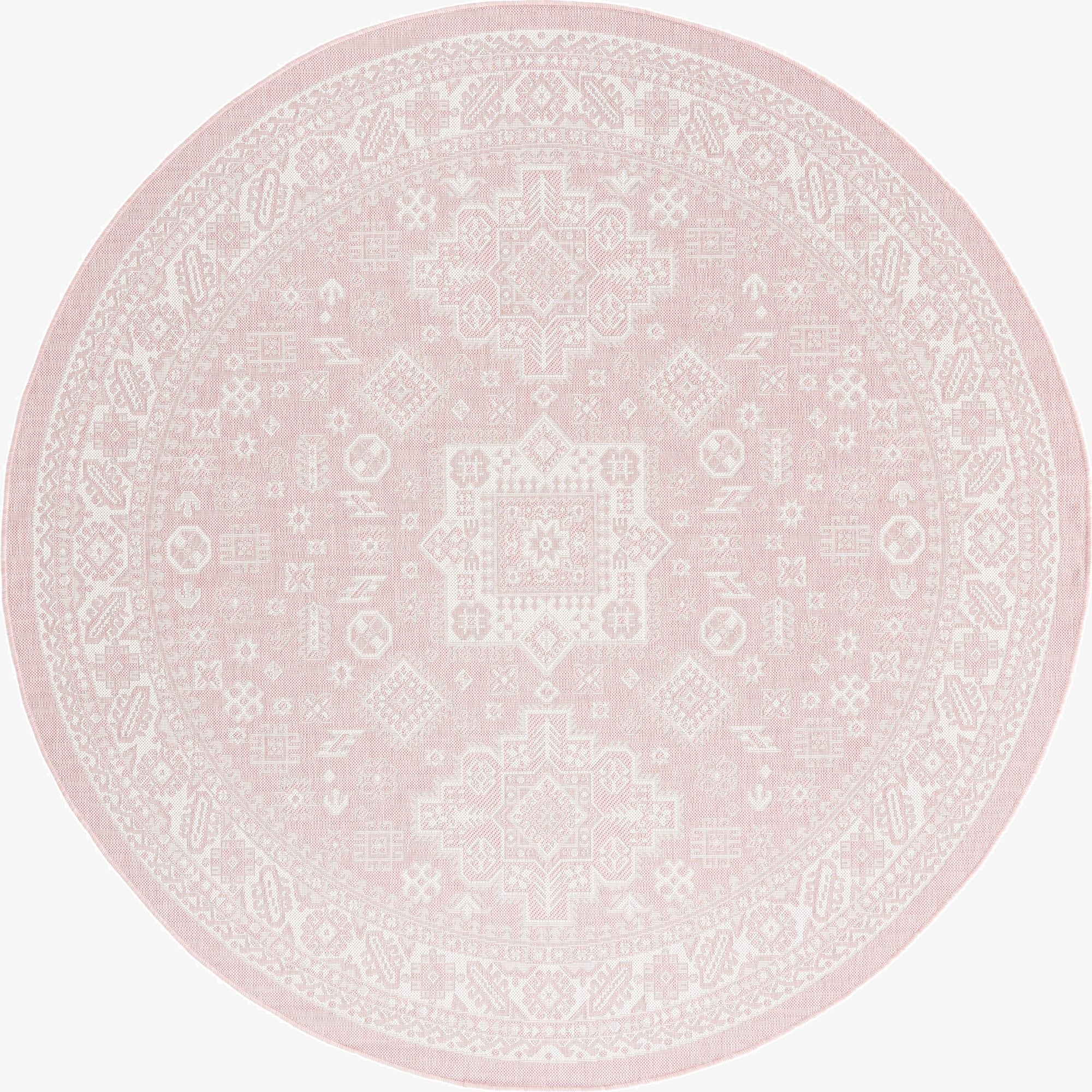  7' 10 x 7' 10  Washable Aztec Indoor / Outdoor Round Rug