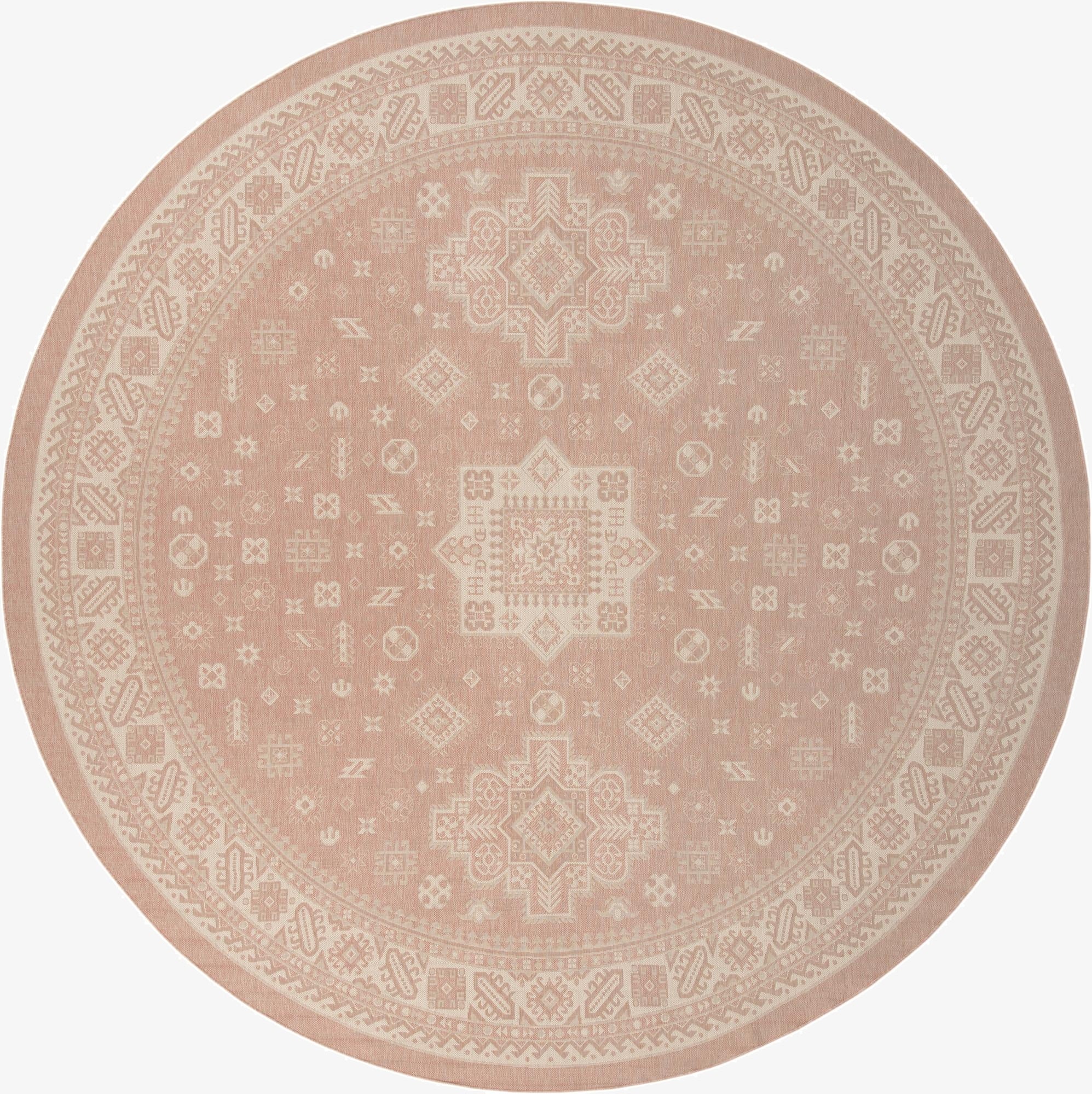  13' x 13'  Washable Aztec Indoor / Outdoor Round Rug