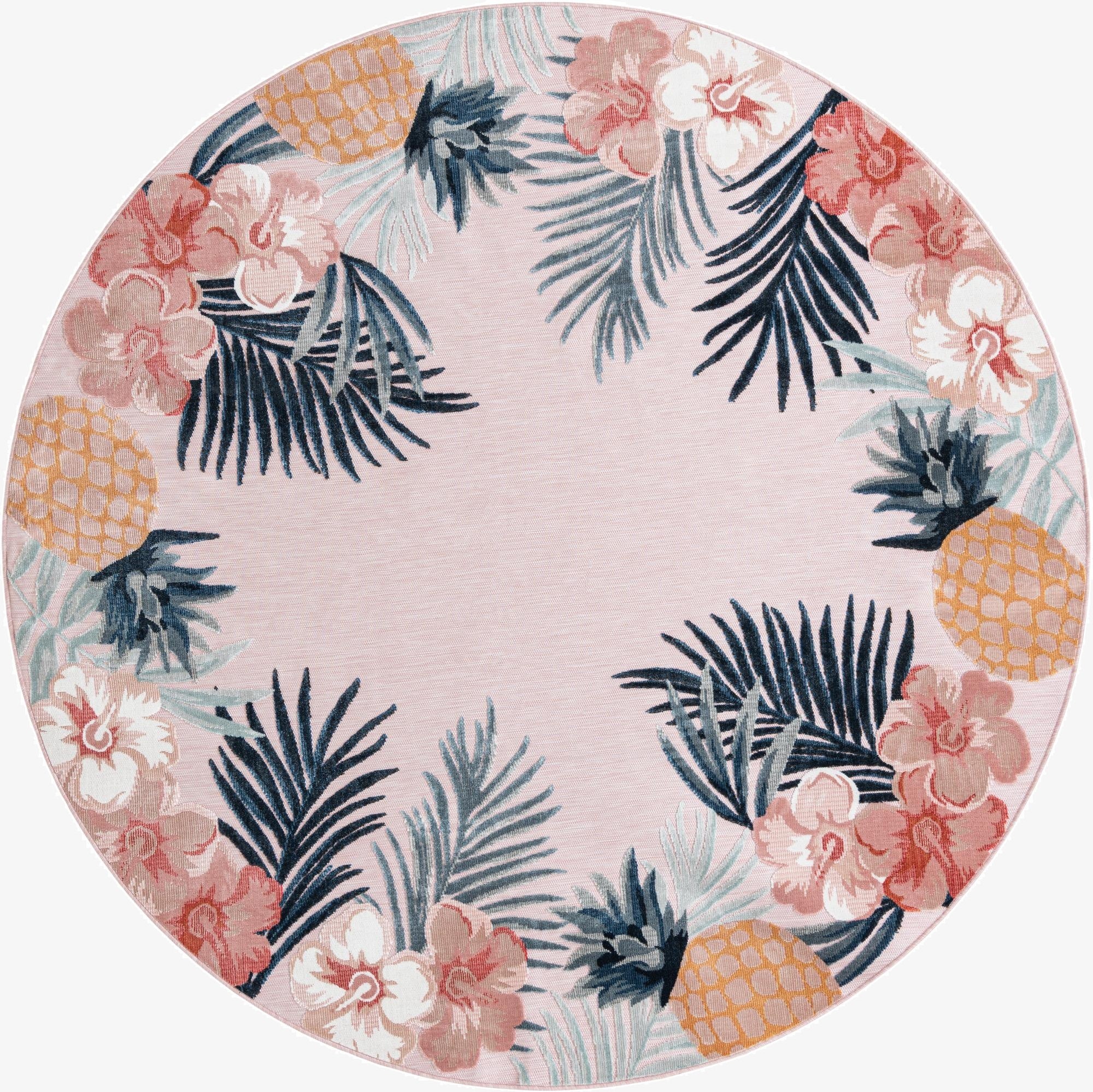  8' 2 x 8' 2  Washable Botanical Indoor / Outdoor Round Rug