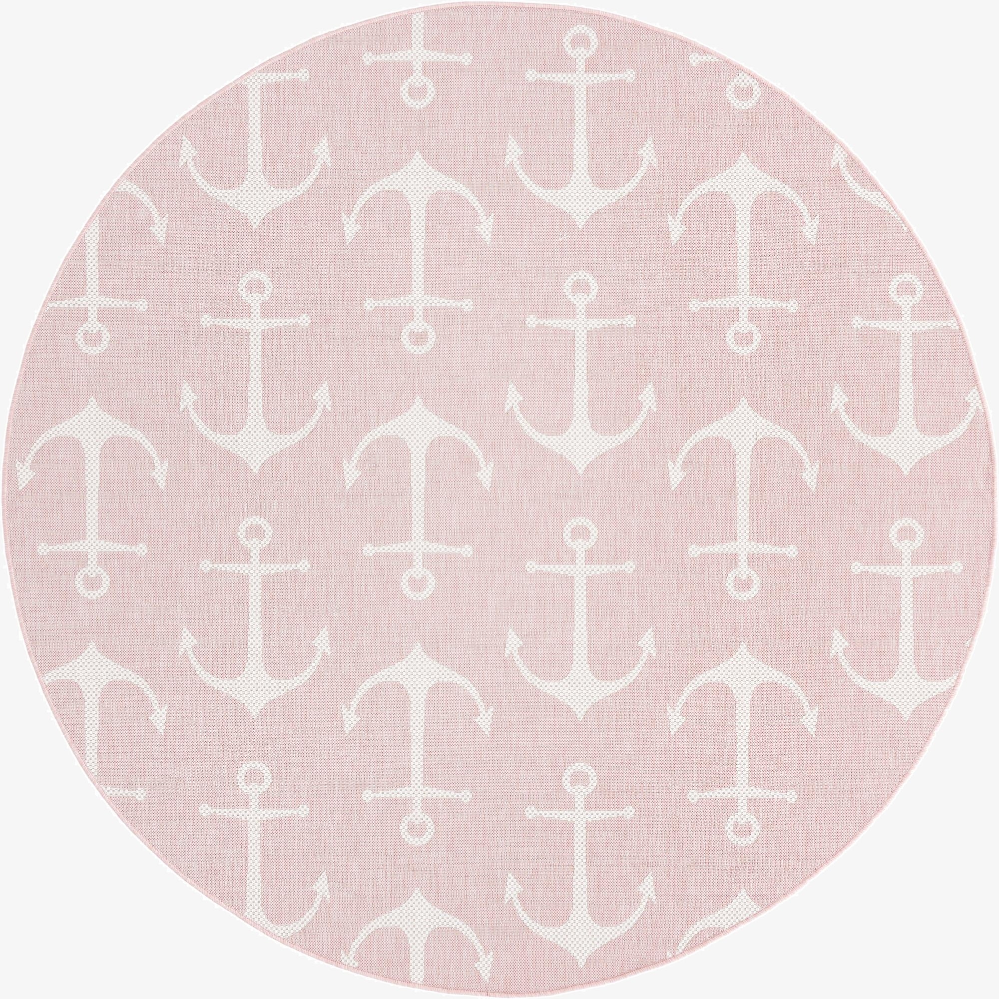  7' 10 x 7' 10  Washable Coastal Indoor / Outdoor Round Rug