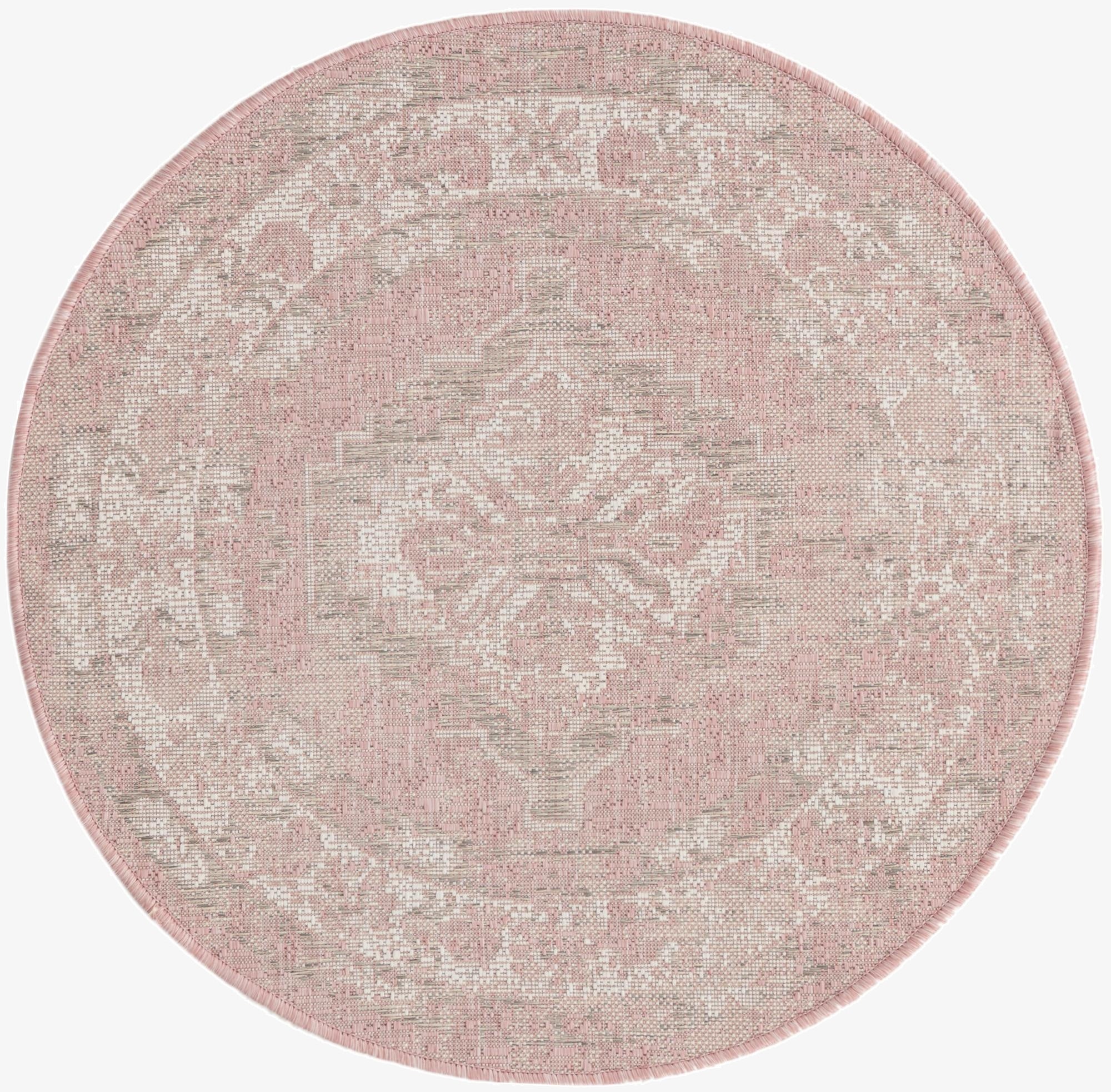  3' x 3'  Washable Traditional Indoor / Outdoor Round Rug