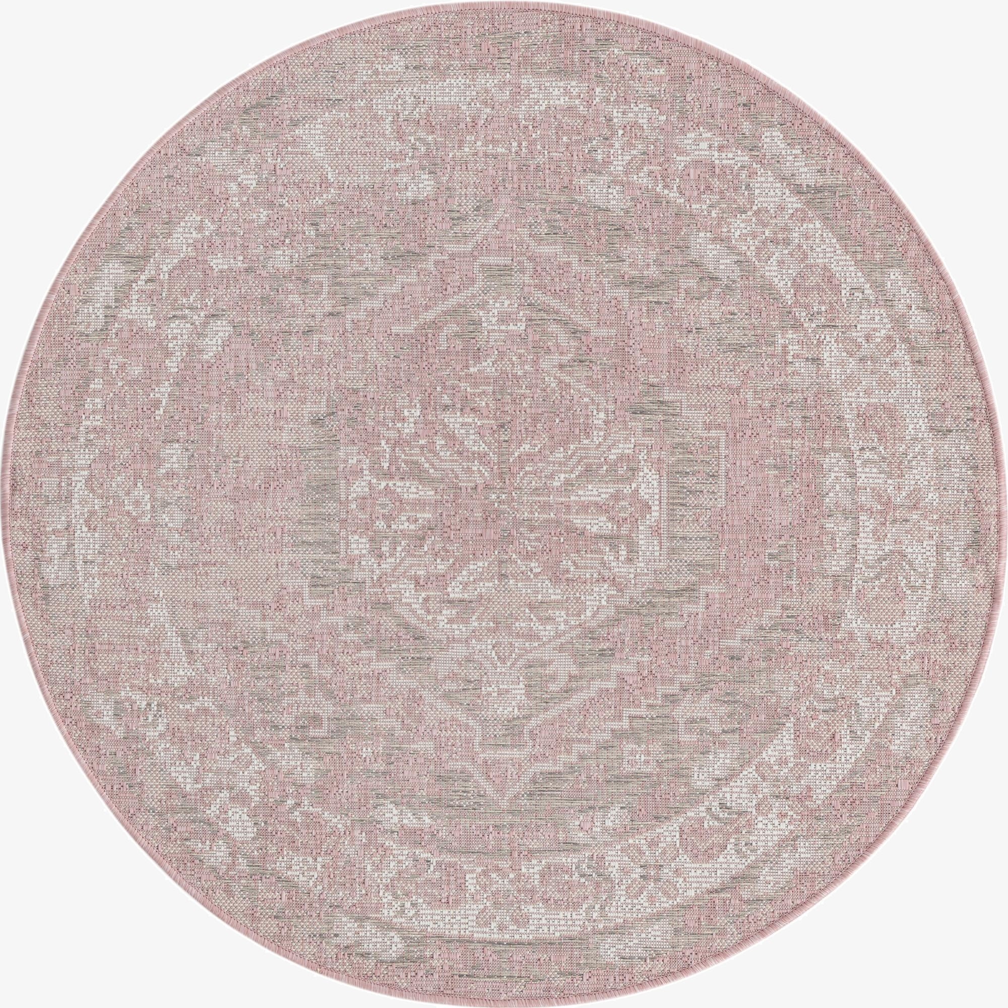  4' x 4'  Washable Traditional Indoor / Outdoor Round Rug