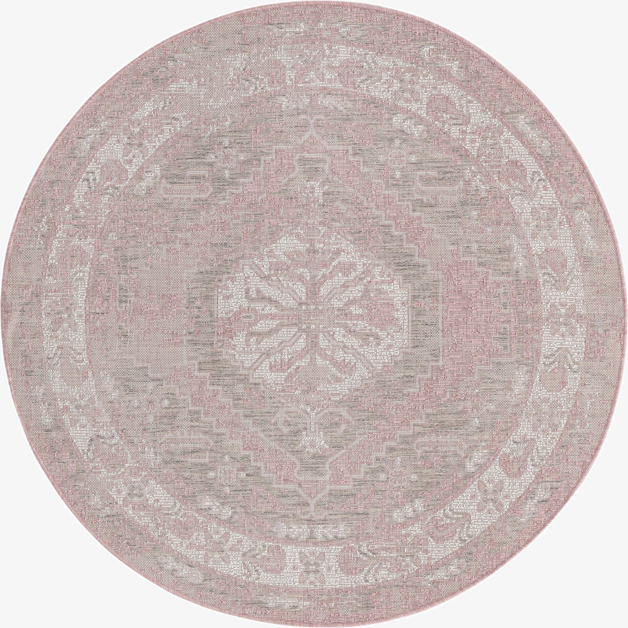 Primary image  5' 3 x 5' 3  Washable Traditional Indoor / Outdoor Round Rug