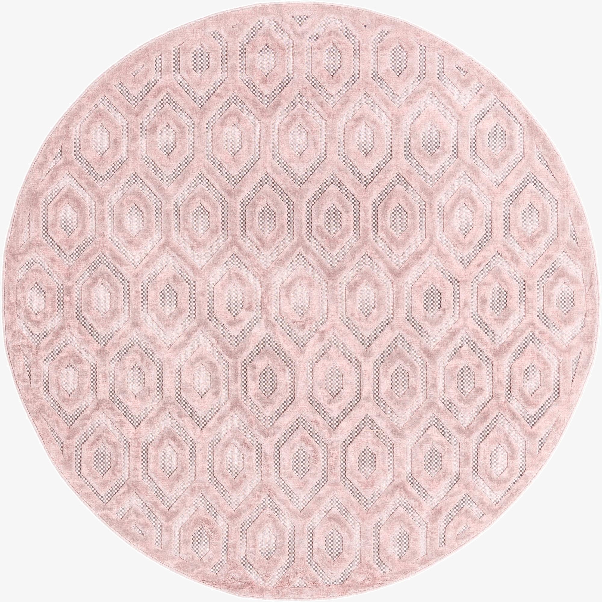  7' x 7'  Washable Trellis Textured Indoor / Outdoor Round Rug